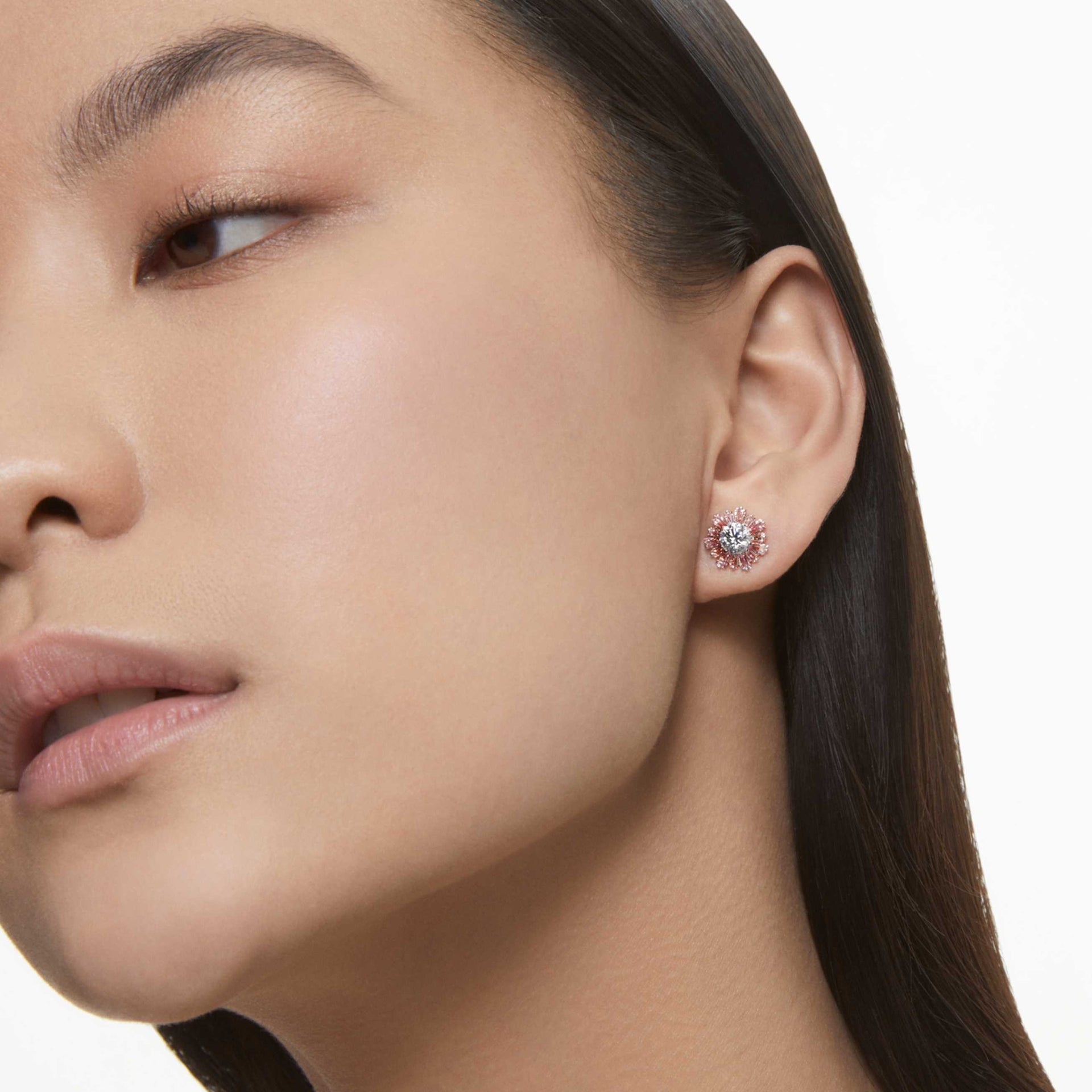 IDYLLIA STUD EARRINGS MIXED CUTS SUN PINK RHODIUM PLATED