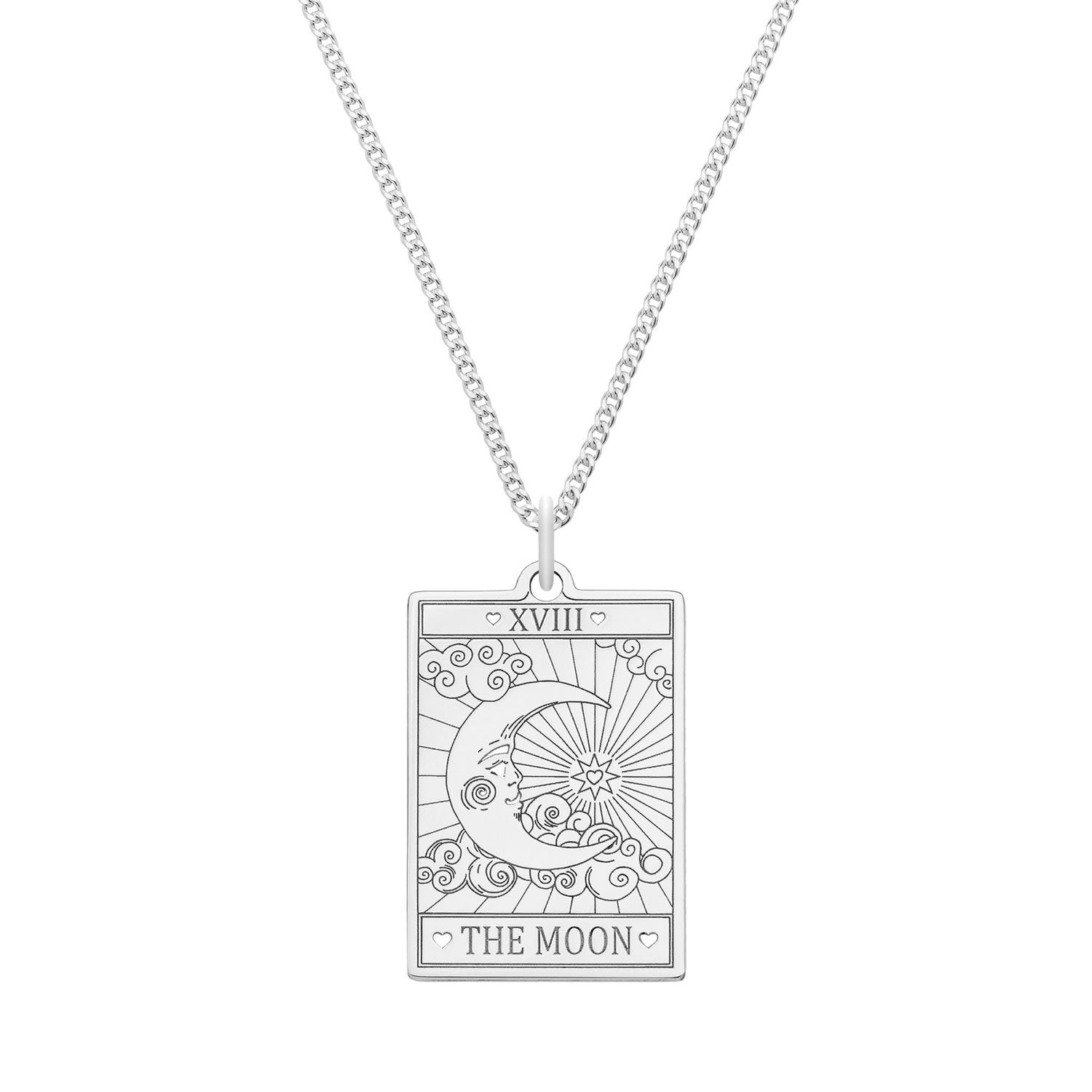Small Sterling Silver “The Moon” Tarot Card Necklace