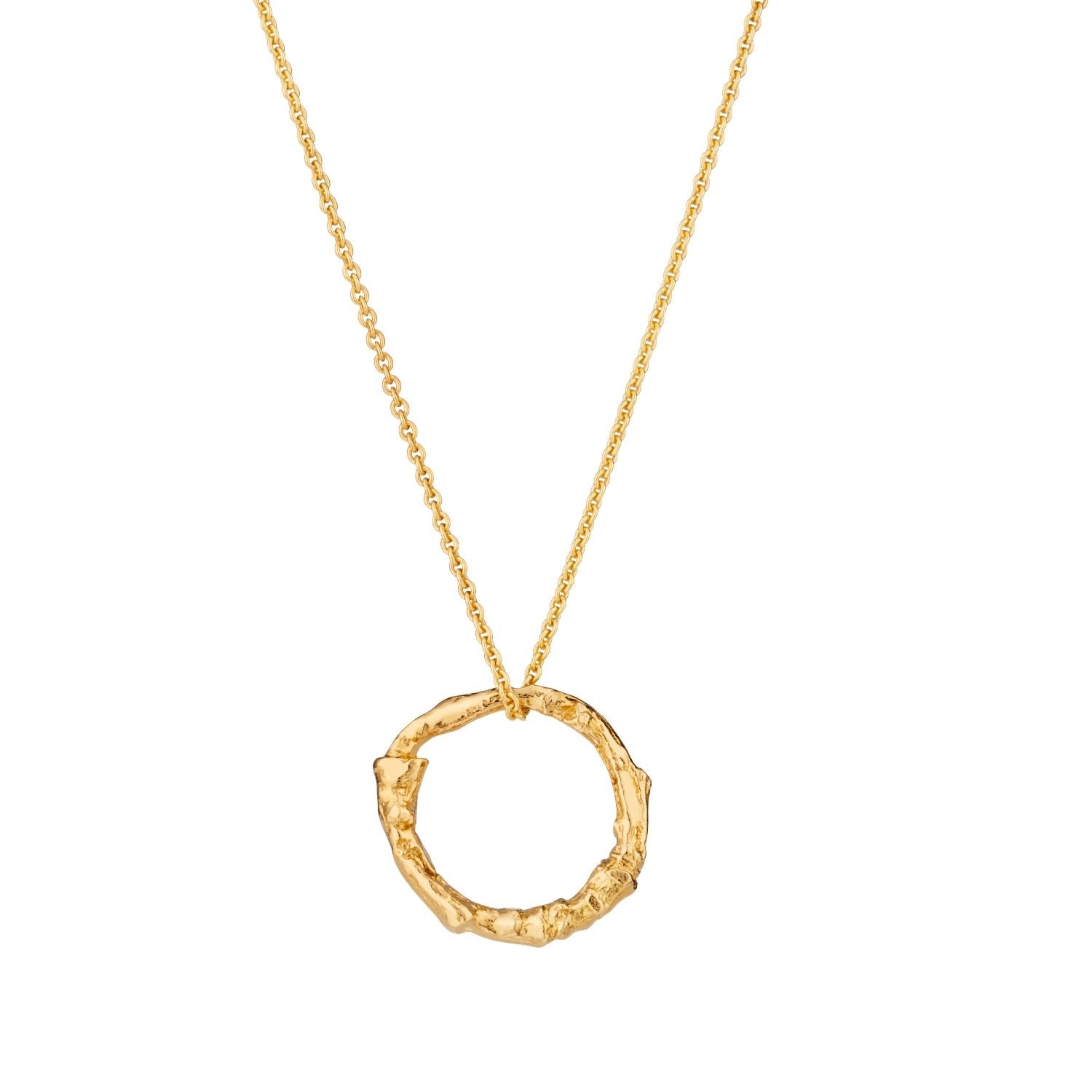 Yellow Gold Plated Medium Twig Hoop Necklace