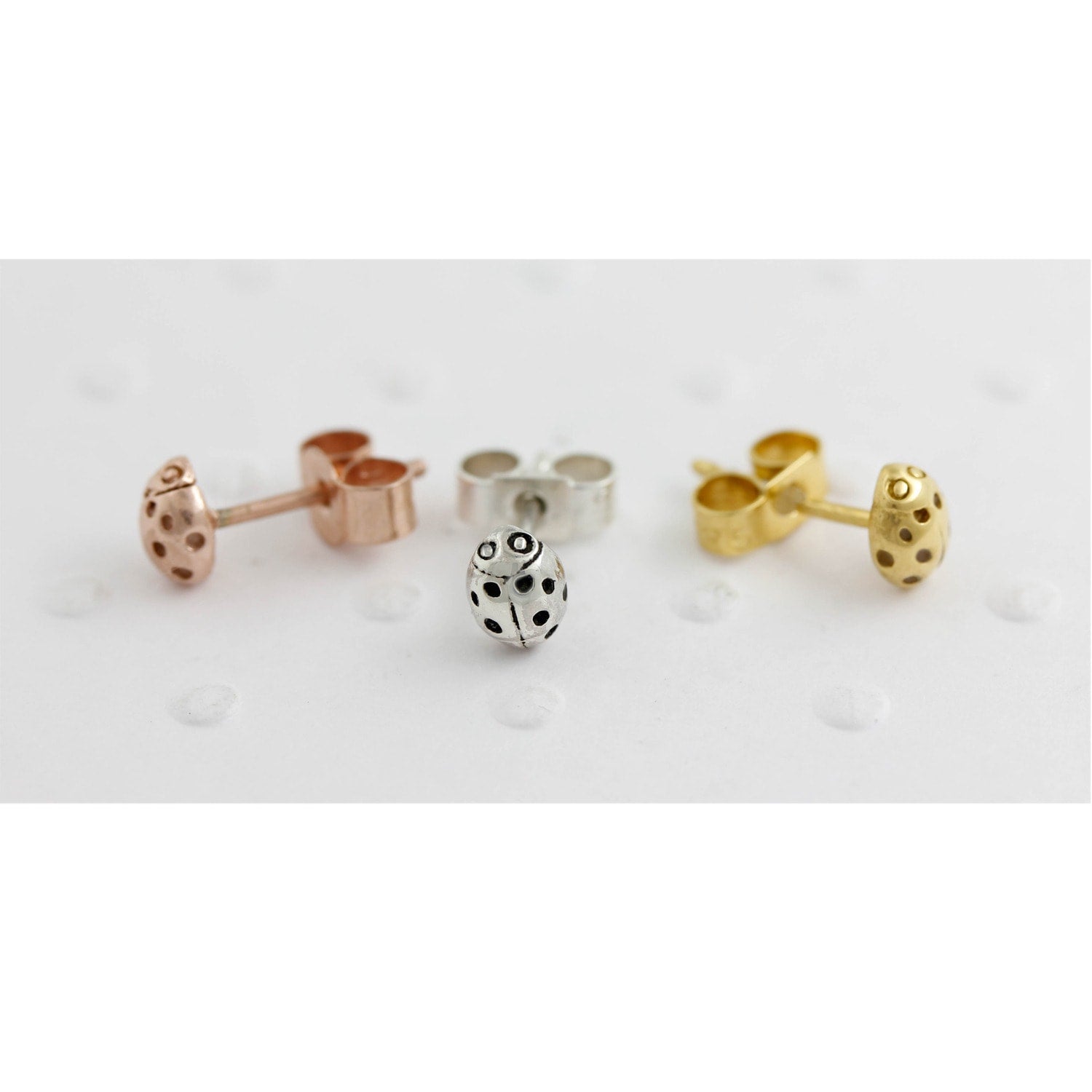 Ladybird Earrings - Rose Gold - Wings Closed