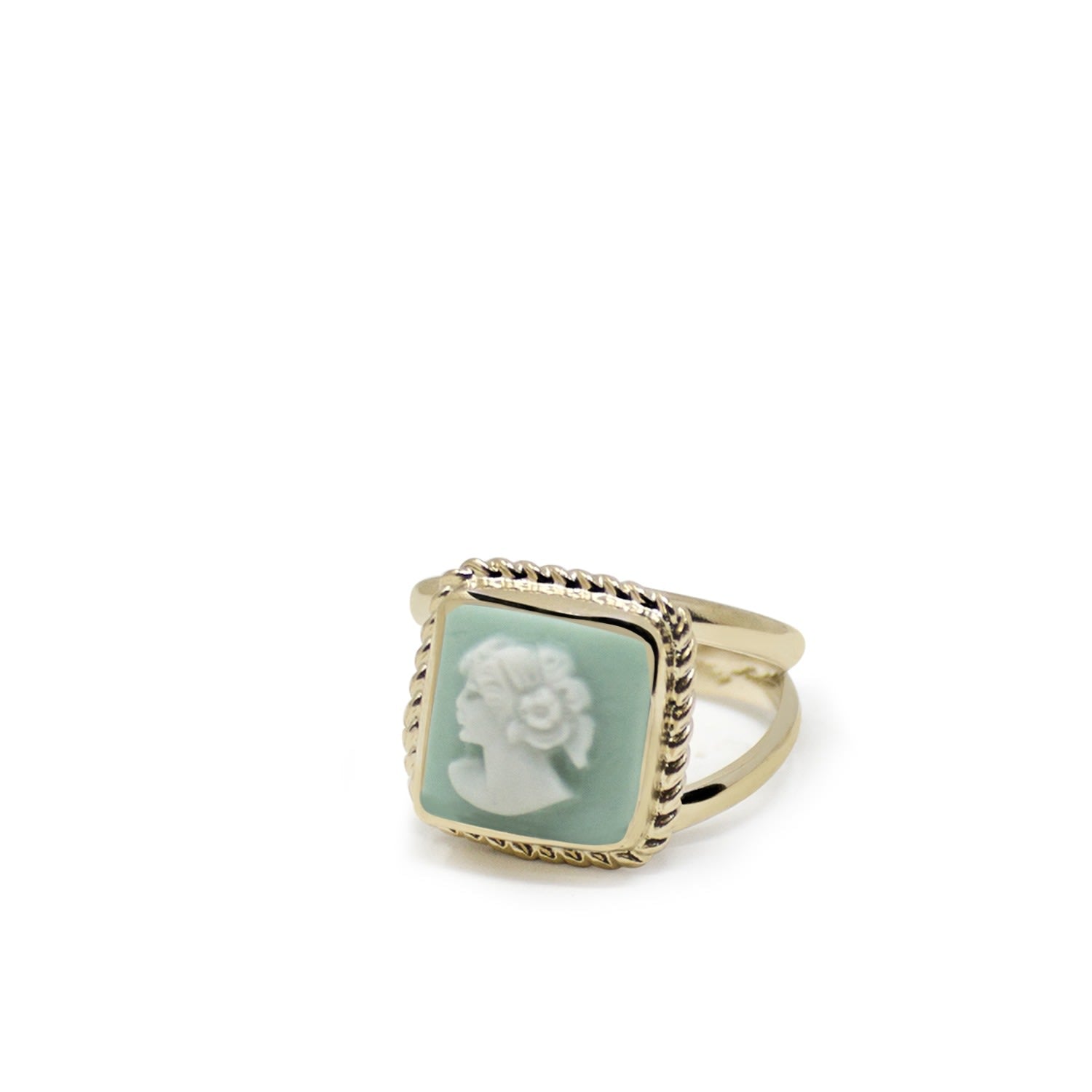 The Beloved Gold-Plated Green Cameo Ring