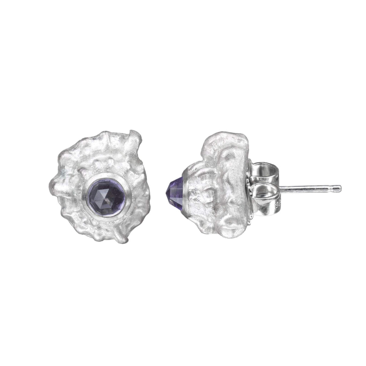 limited edition sea shell earrings with a rose cut amethyst ready to ship