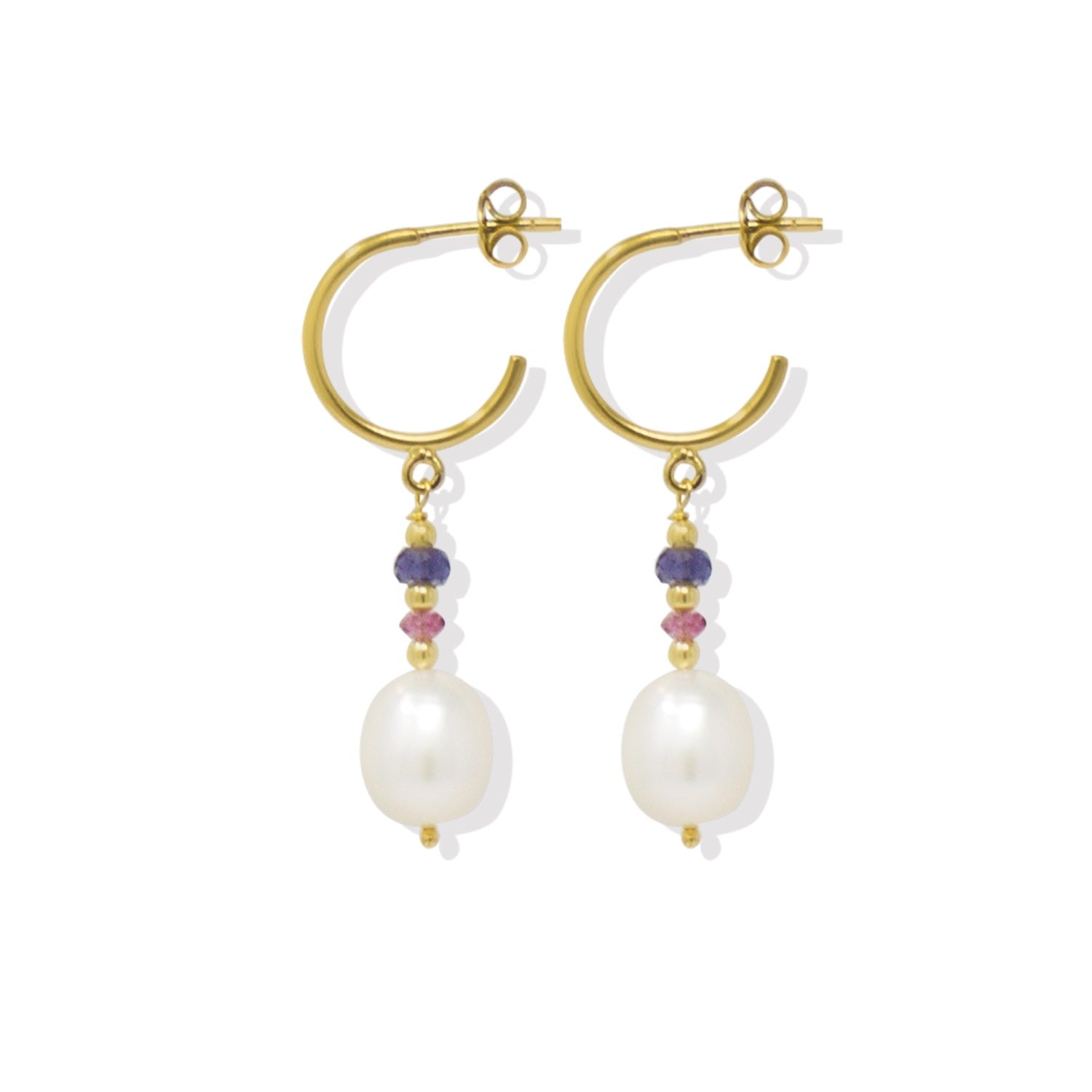 Seas & Sparks Blue Pink Hoop Earrings