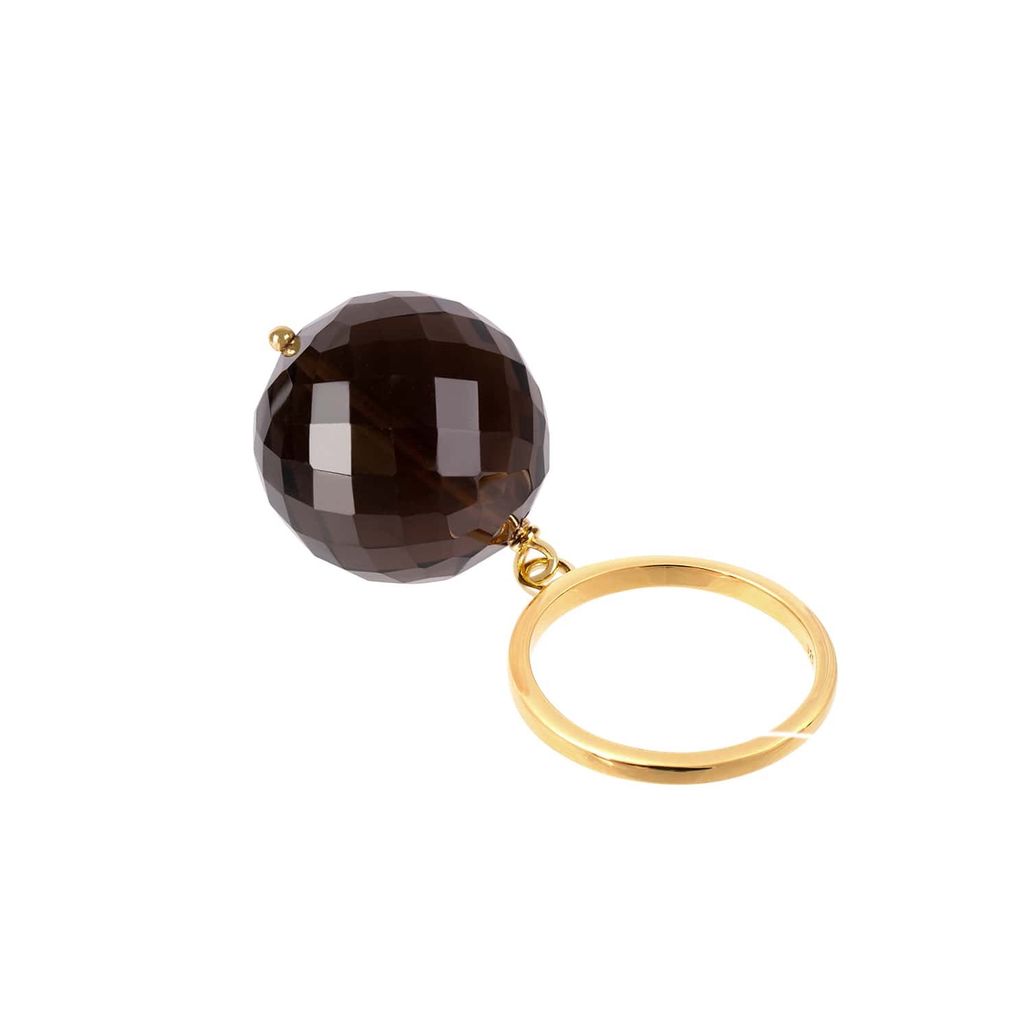 Bubble Smokey Quartz Gold Ring - Adjustable