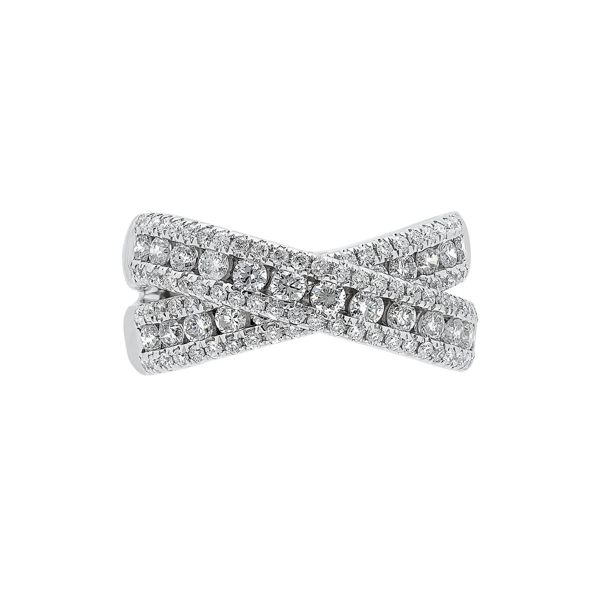 1/2 CT. Tw. Diamond Crossover Ring 14K White Gold Round Brilliant Cut Size 7.5