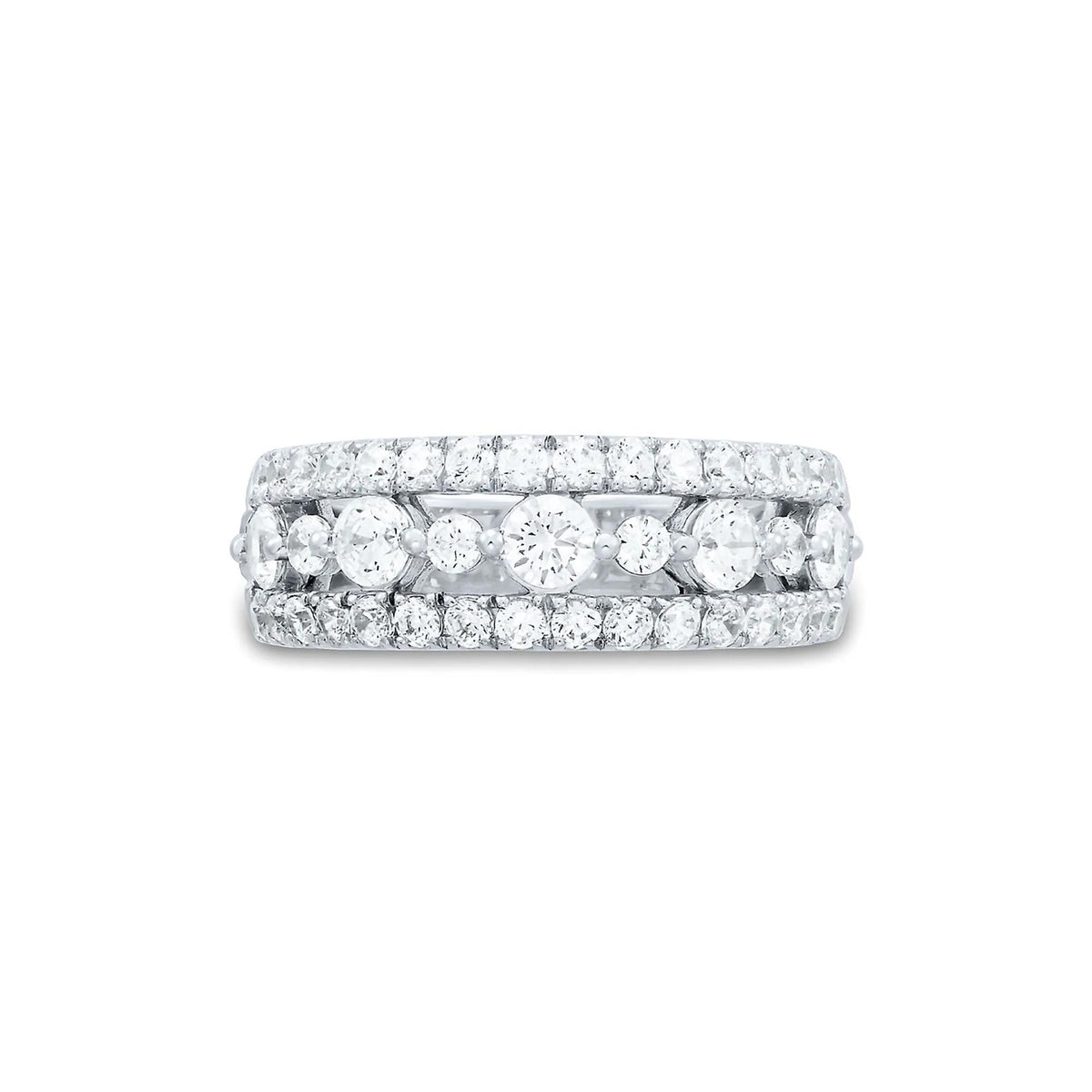 1/2 CT. Tw. Lab Grown Diamond Band Ring 14K White Gold Round Brilliant Cut Size 8.5