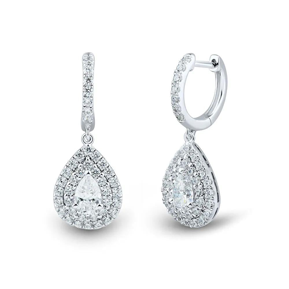 1/2 CT. Tw. Lab Grown Diamond Drop Earrings 14K White Gold Size 10.50mm