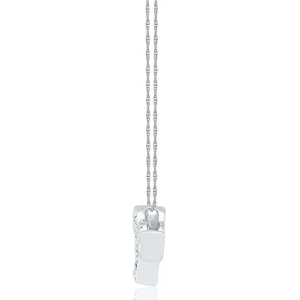 1/10 CT. Tw. Diamond Elephant Pendant Necklace .925 Sterling Silver White Size 18"