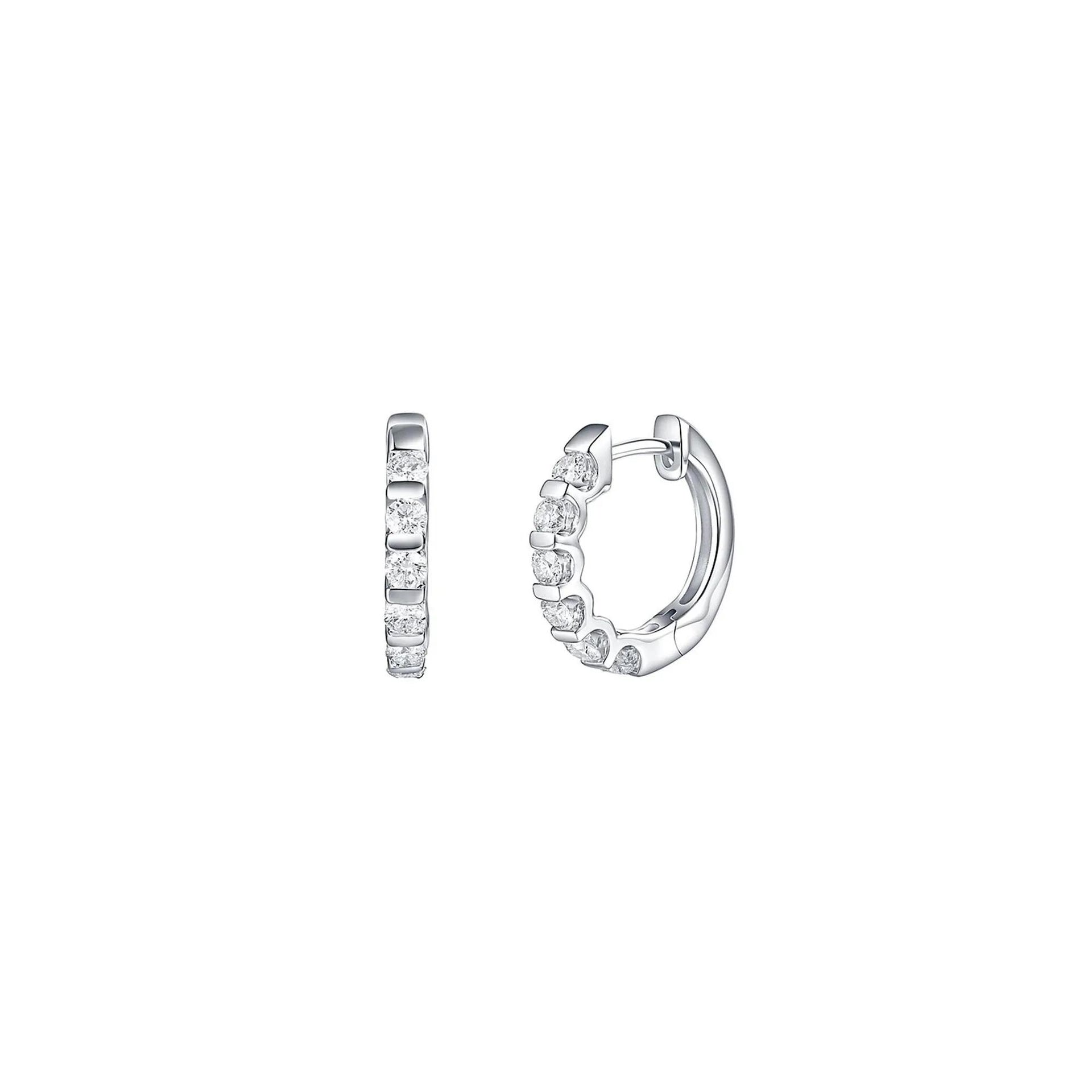 1/2 CT. Tw. Diamond Channel Set Hoop Earrings 10K White Gold