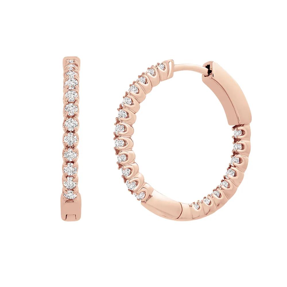 1/2 CT. Tw. Diamond Inside-Out Hoop Earrings 14K Rose Gold
