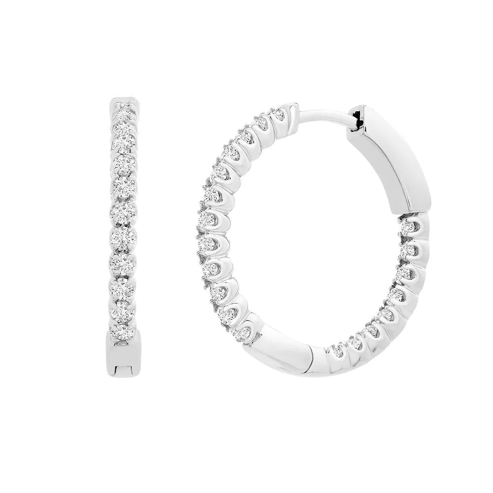 1/2 CT. Tw. Diamond Inside-Out Hoop Earrings 14K White Gold