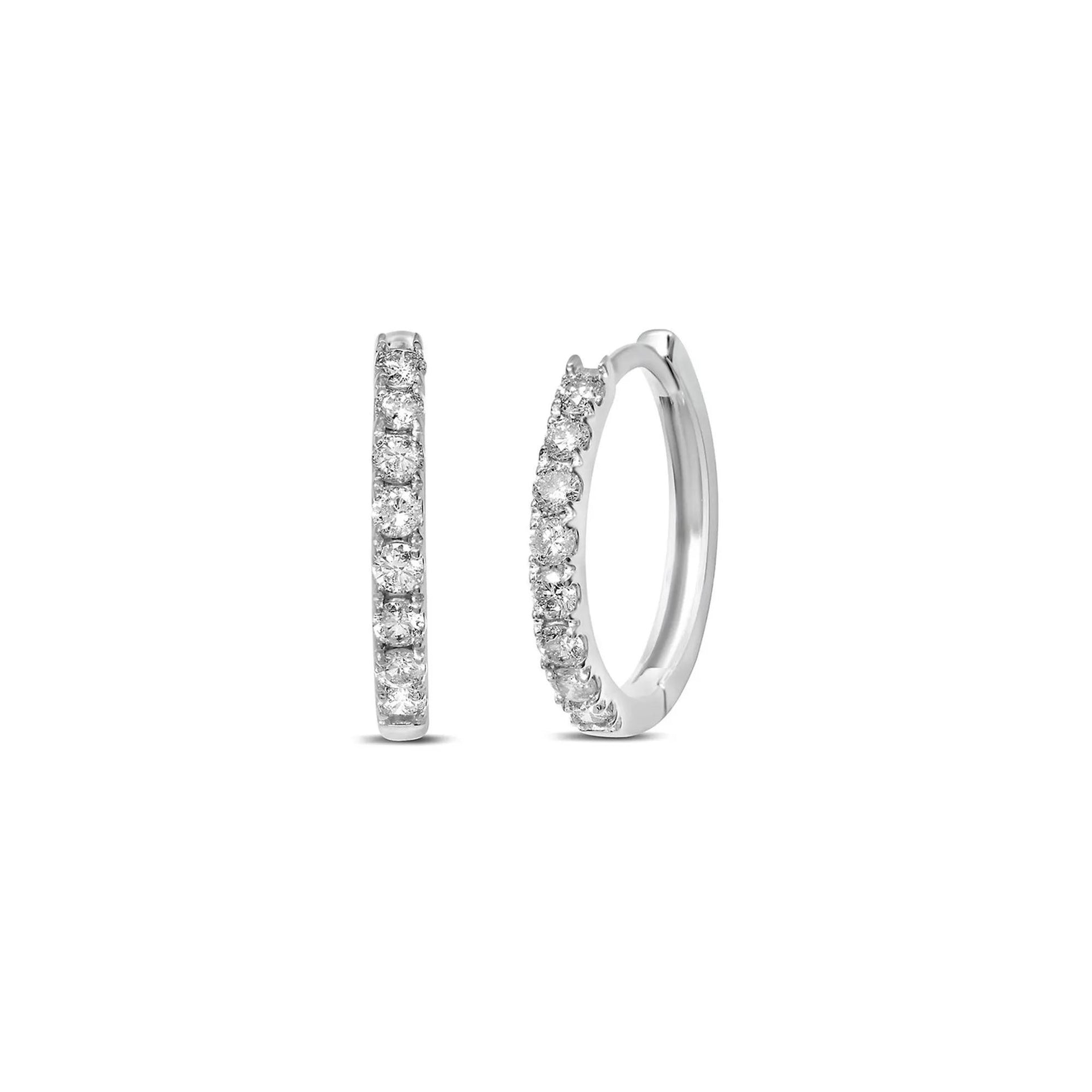 1/2 CT. Tw. Diamond Hoop Earrings 14K White Gold Size 16.00mm