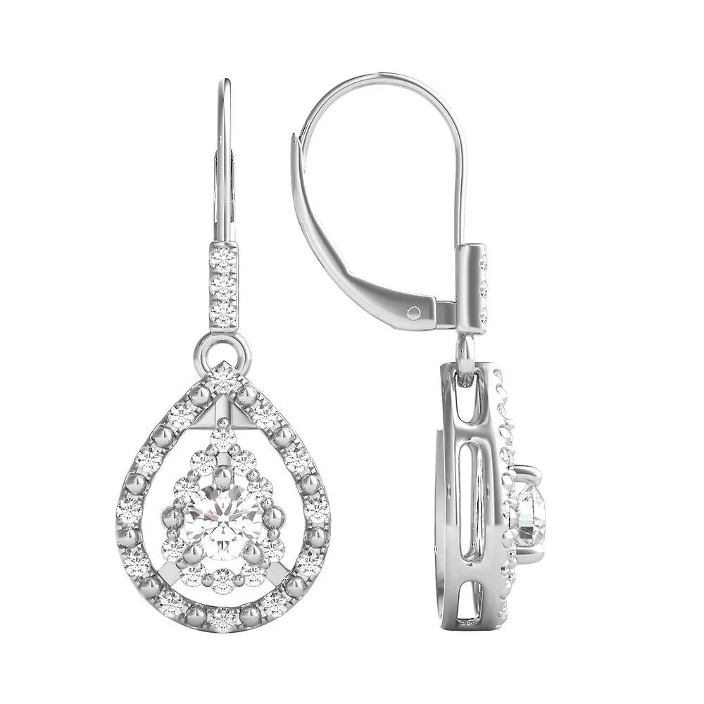 1/3 CT. Tw. Diamond Dangle Earrings 10K White Gold Size 8.00mm