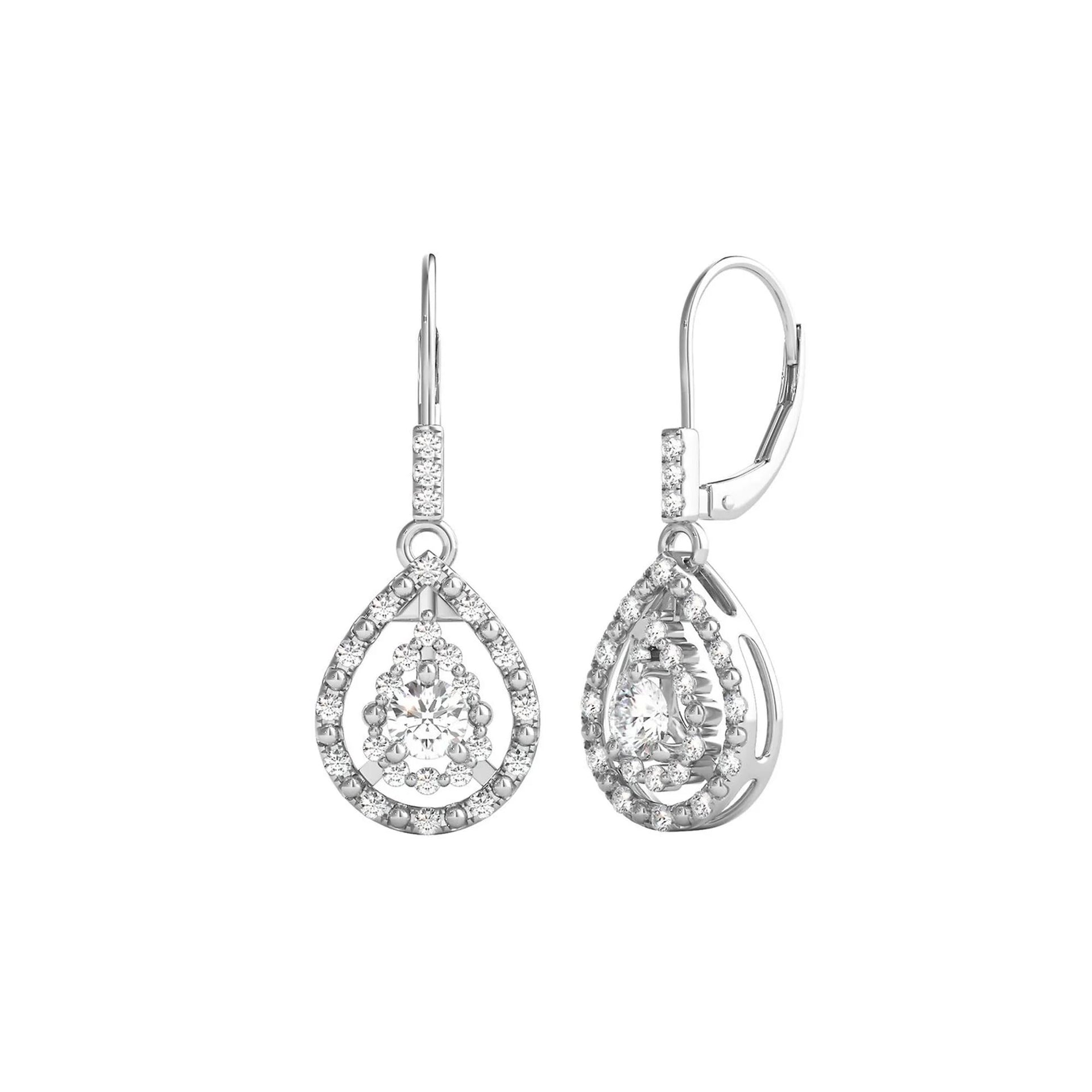 1/3 CT. Tw. Diamond Dangle Earrings 10K White Gold Size 8.00mm