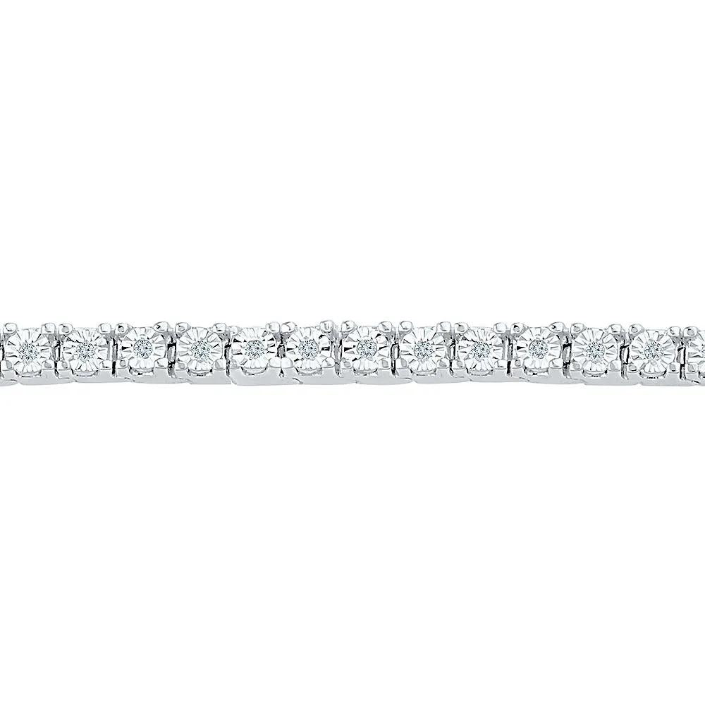 1/4 CT. Tw. Diamond Bracelet .925 Sterling Silver White Size 7.5"