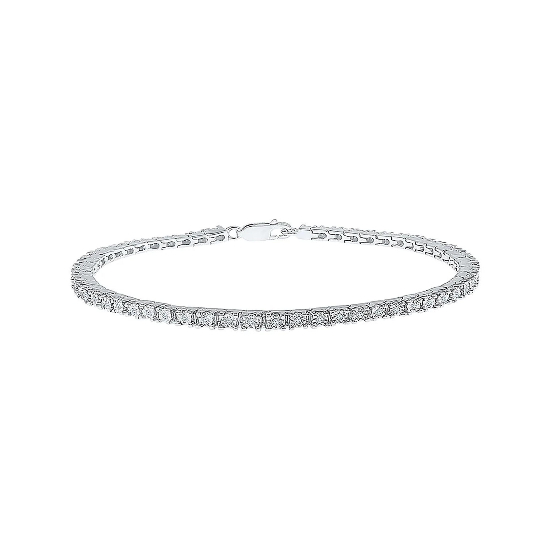 1/4 CT. Tw. Diamond Bracelet .925 Sterling Silver White Size 7.5"