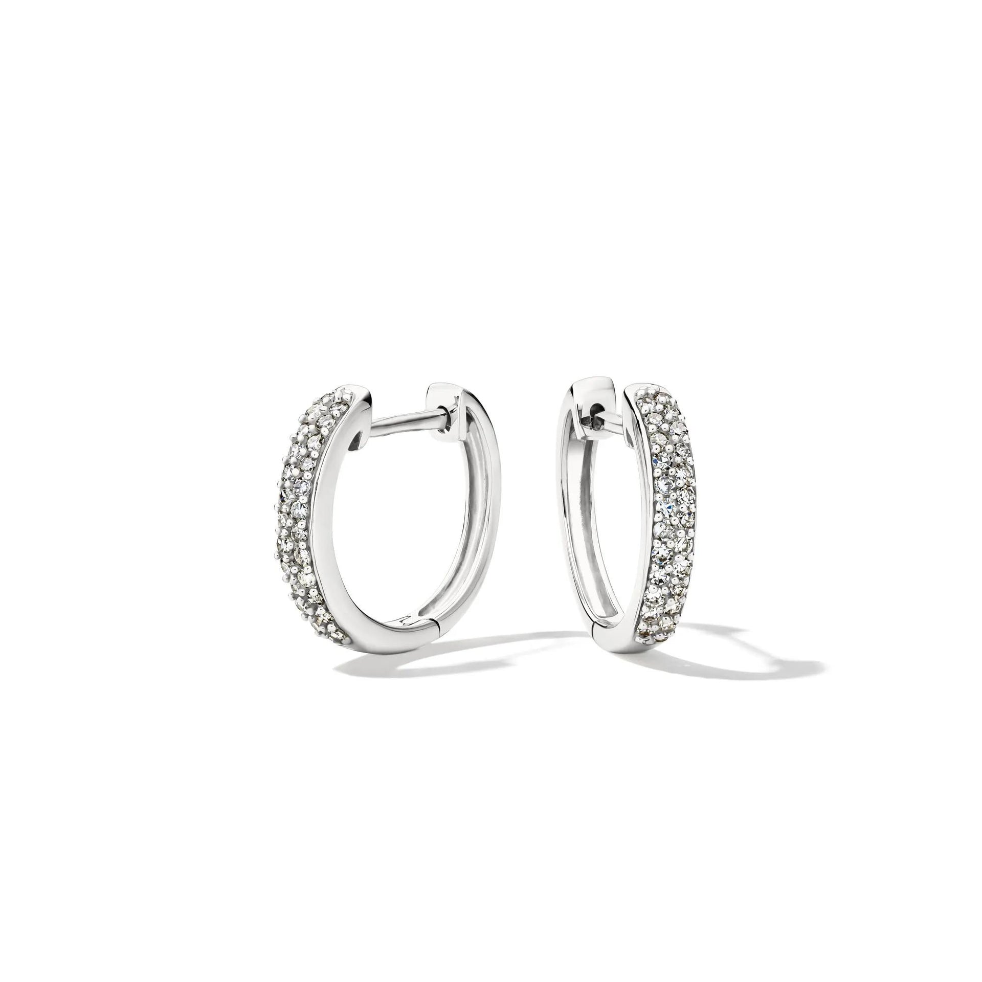 1/4 CT. Tw. Diamond Hoop Earrings 10K White Gold