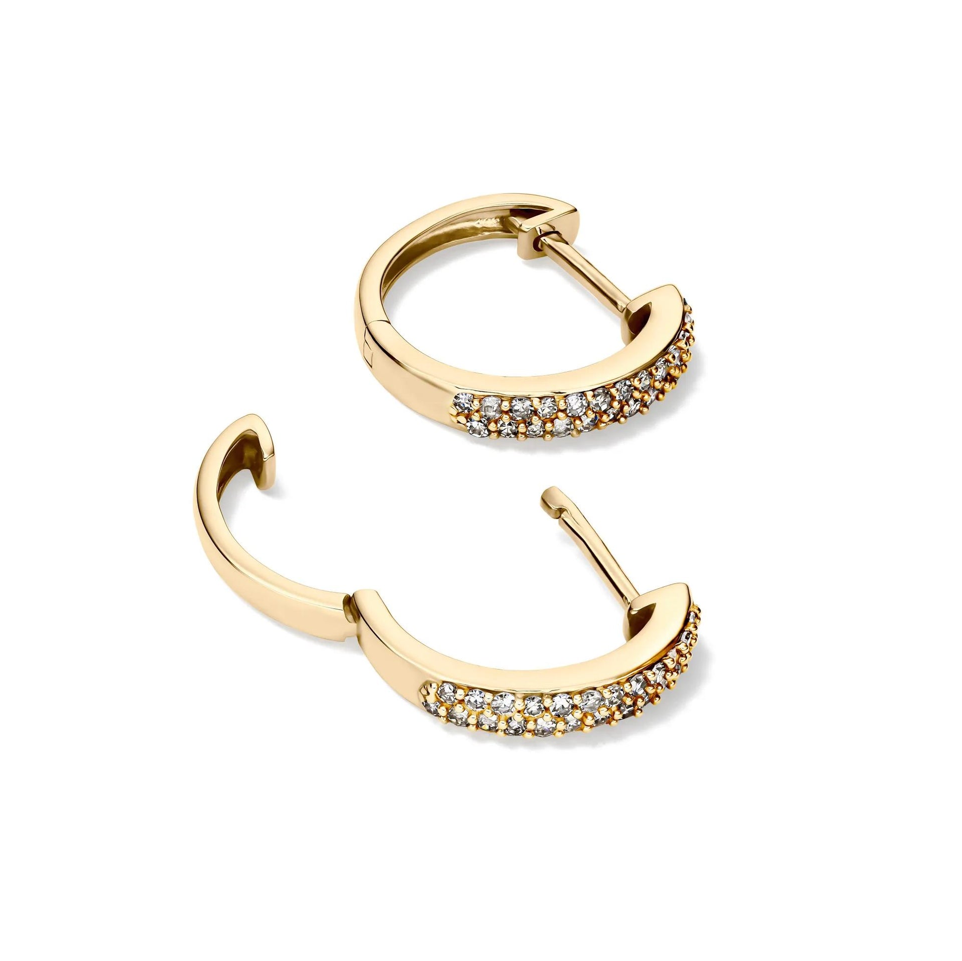 1/4 CT. Tw. Diamond Hoop Earrings 10K Yellow Gold Size 12.00mm