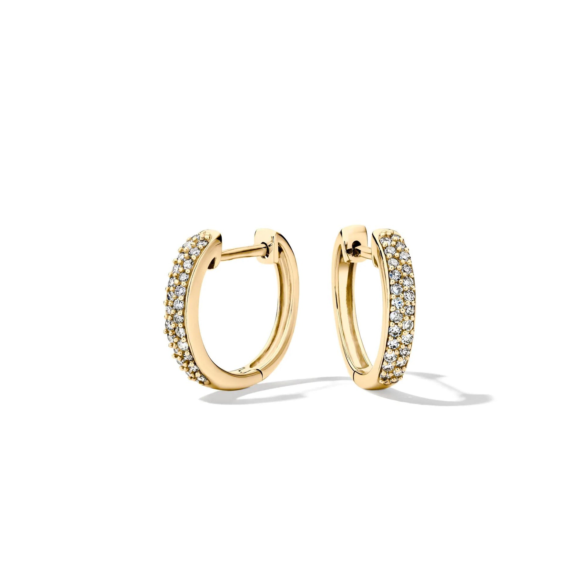 1/4 CT. Tw. Diamond Hoop Earrings 10K Yellow Gold Size 12.00mm