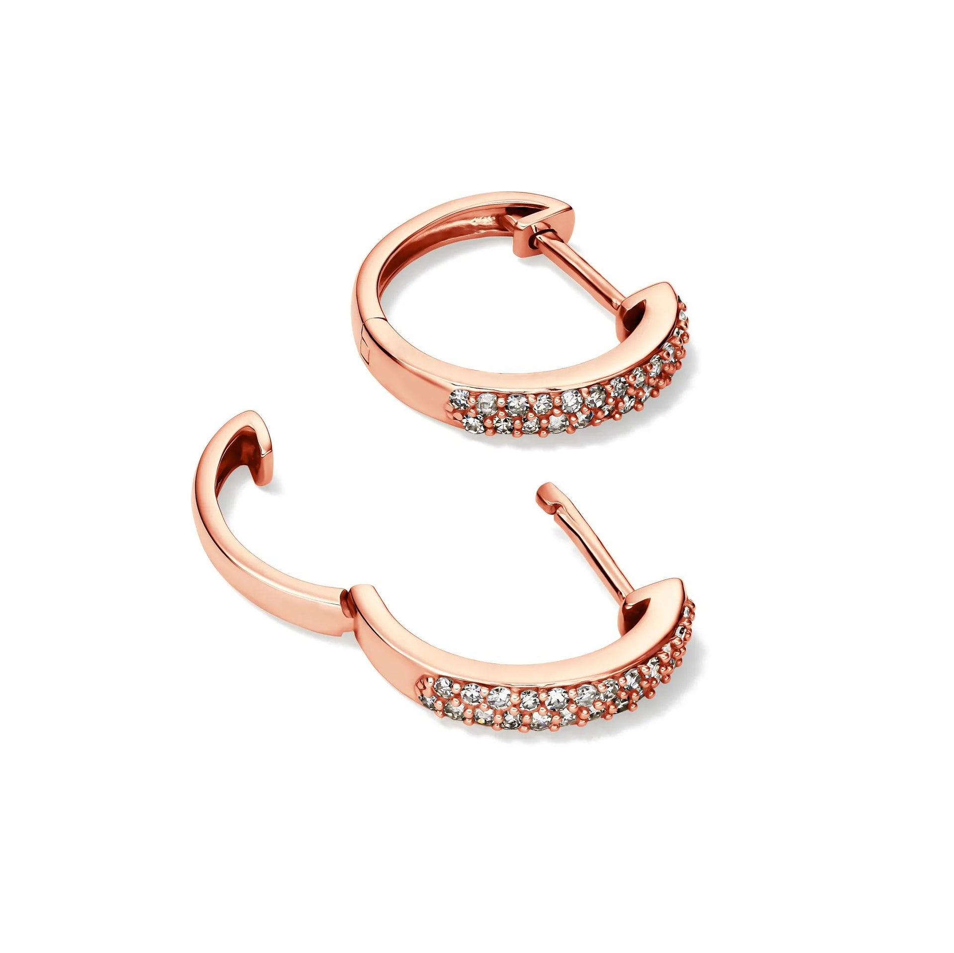 1/4 CT. Tw. Diamond Hoop Earrings 10K Rose Gold Size 12.00mm