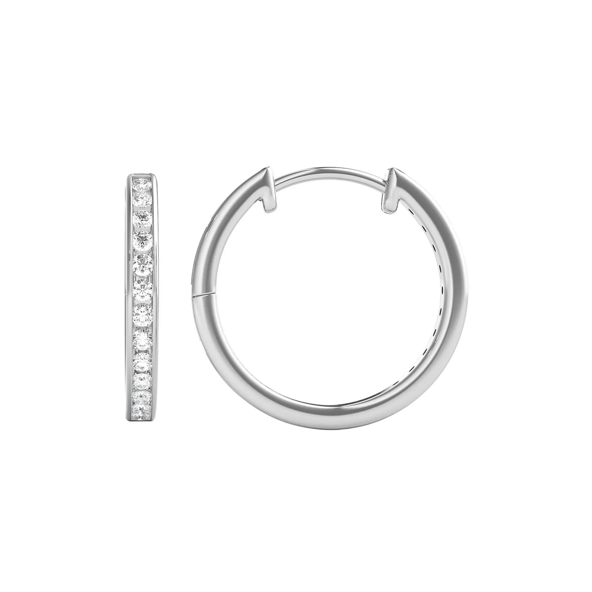 1/4 CT. Tw. Diamond Hoop Earrings 10K White Gold Size 3.00mm