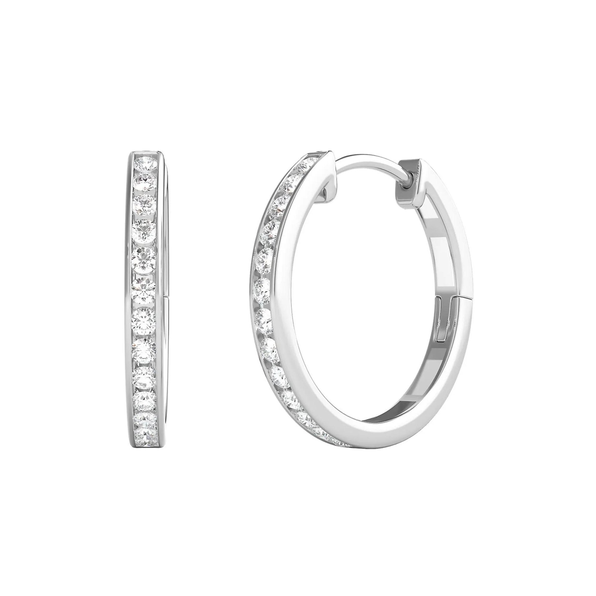 1/4 CT. Tw. Diamond Hoop Earrings 10K White Gold Size 3.00mm