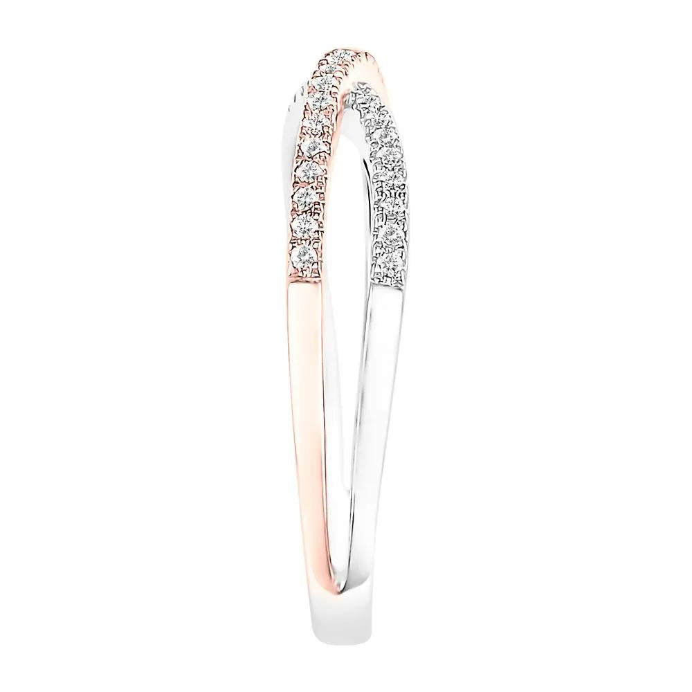 1/7 CT. Tw. Diamond Criss Cross Ring 10K White & Rose Gold Round Brilliant Cut Size 6.5