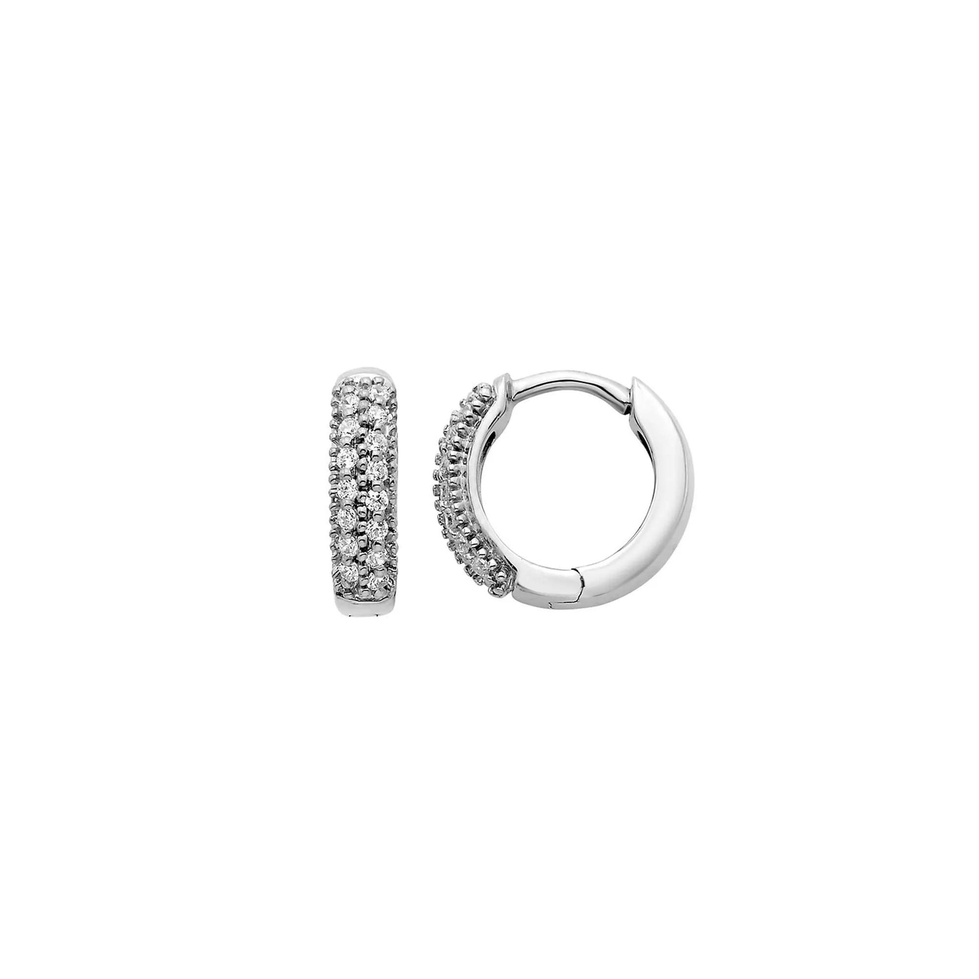 1/7 CT. Tw. Diamond Hoop Earrings 10K White Gold Size 11.00mm