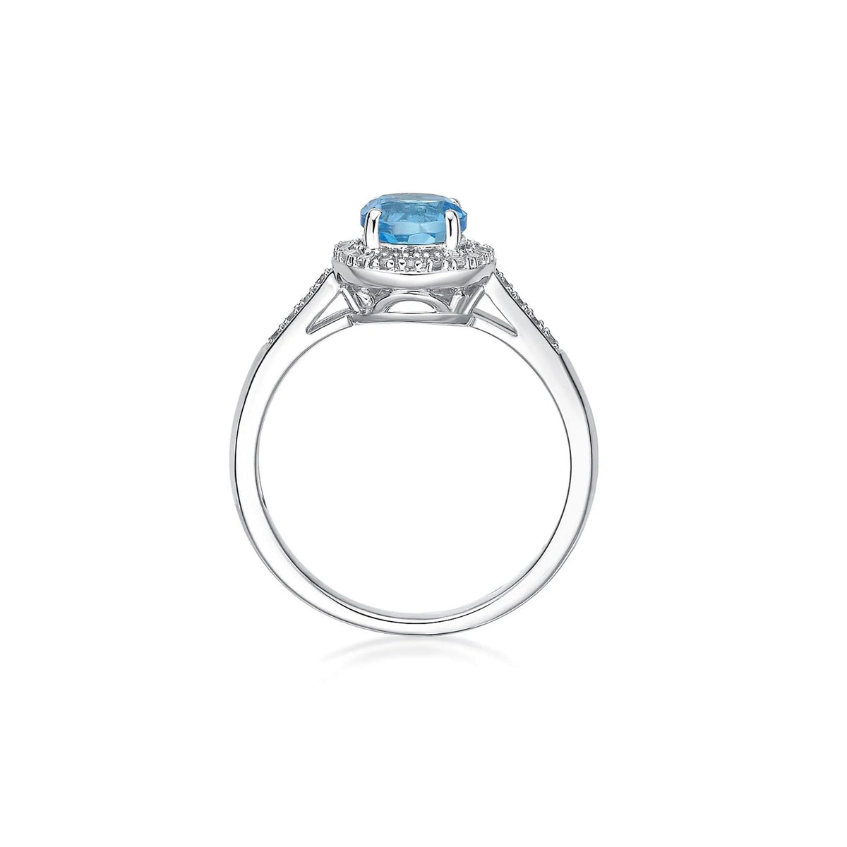 1/8 CT. Tw. Swiss Blue Topaz & Diamond Ring .925 Sterling Silver White Size 6