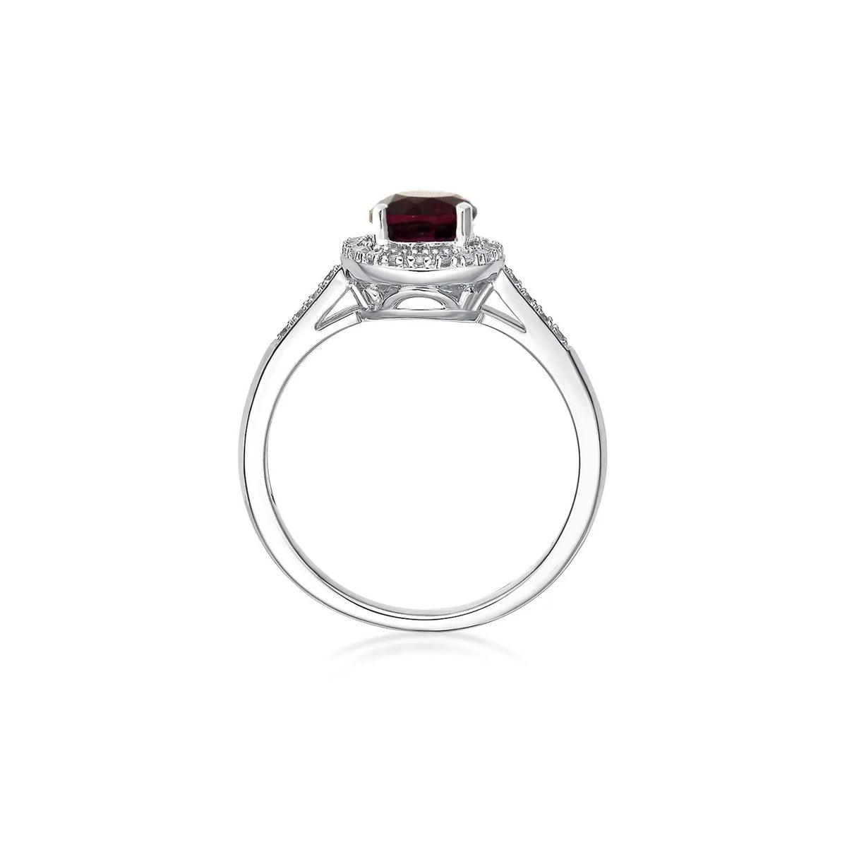 1/8 CT. Tw. Garnet & Diamond Ring .925 Sterling Silver White Size 8