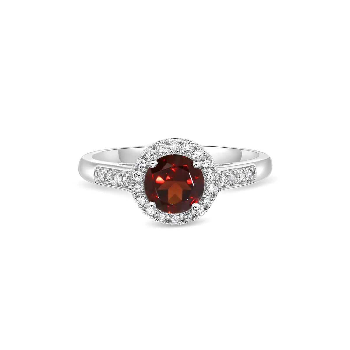 1/8 CT. Tw. Garnet & Diamond Ring .925 Sterling Silver White Size 8