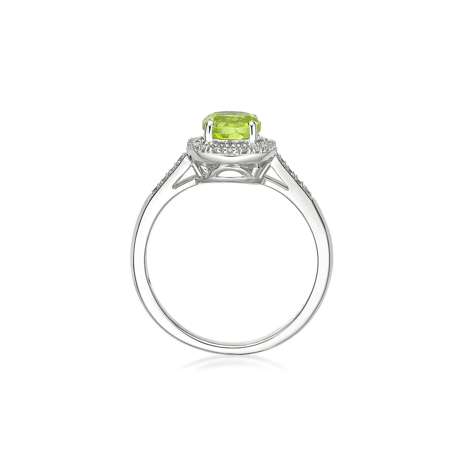 1/8 CT. Tw. Peridot & Diamond Ring .925 Sterling Silver White Size 9