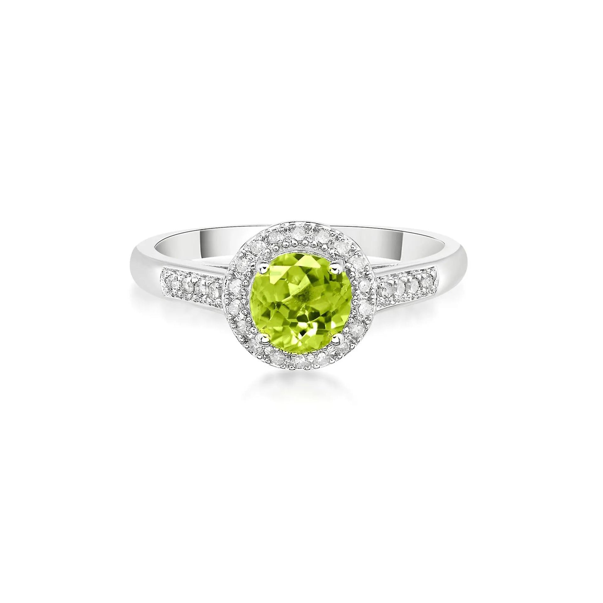 1/8 CT. Tw. Peridot & Diamond Ring .925 Sterling Silver White Size 9