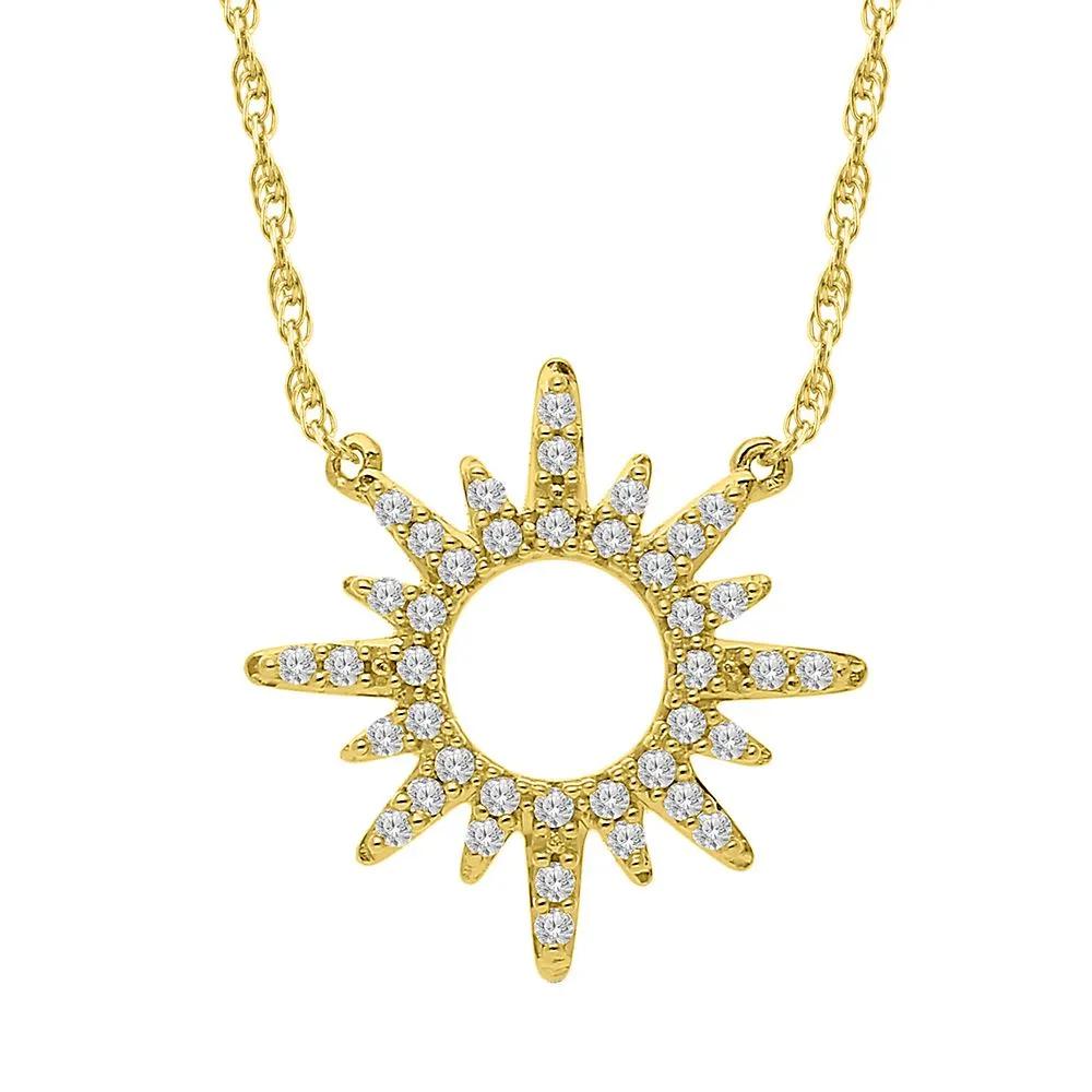1/8 CT. Tw. Diamond Sun Necklace 10K Yellow Gold Size 16.5"