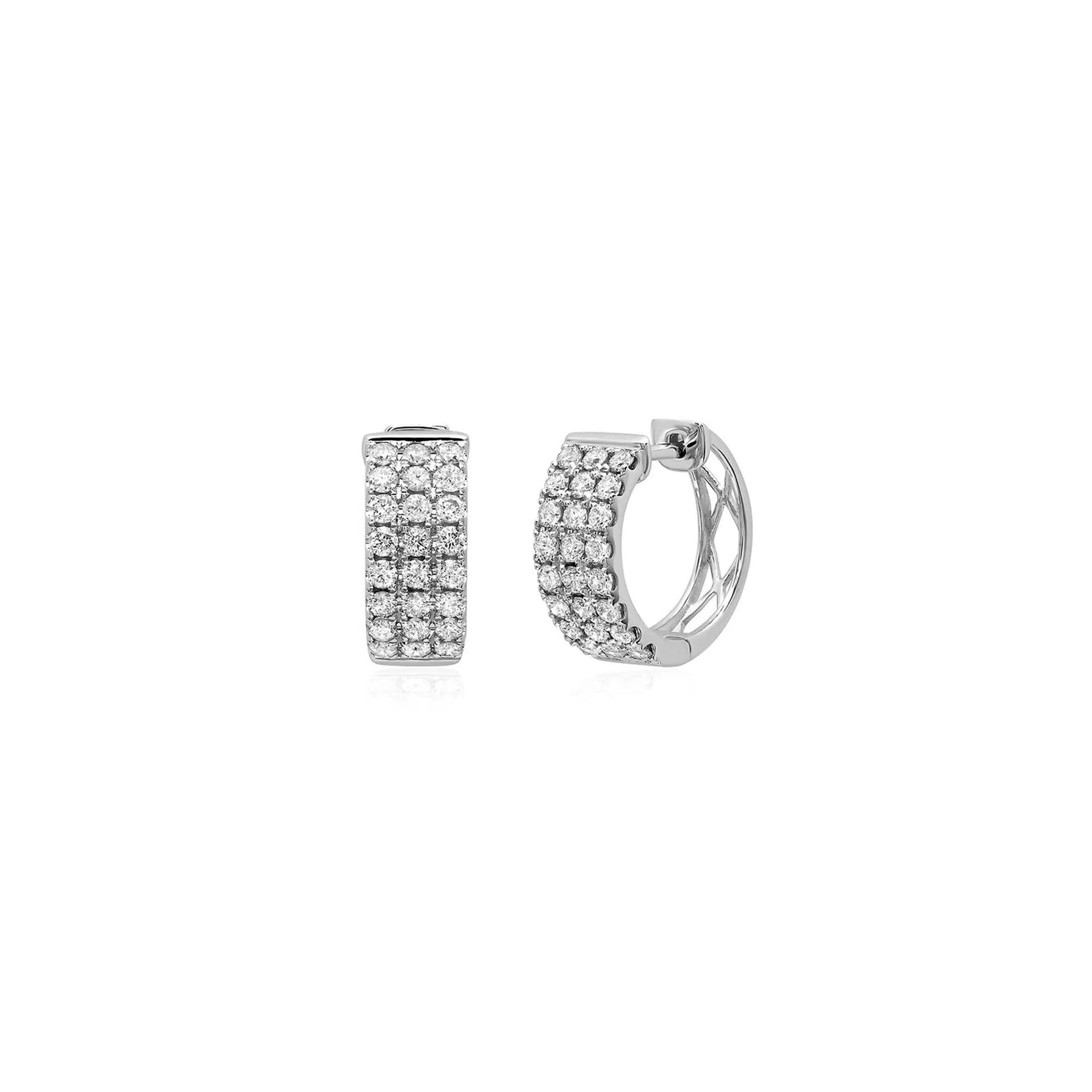 1 CT. Tw. Diamond Hoop Earrings 10K White Gold Size 5.70mm