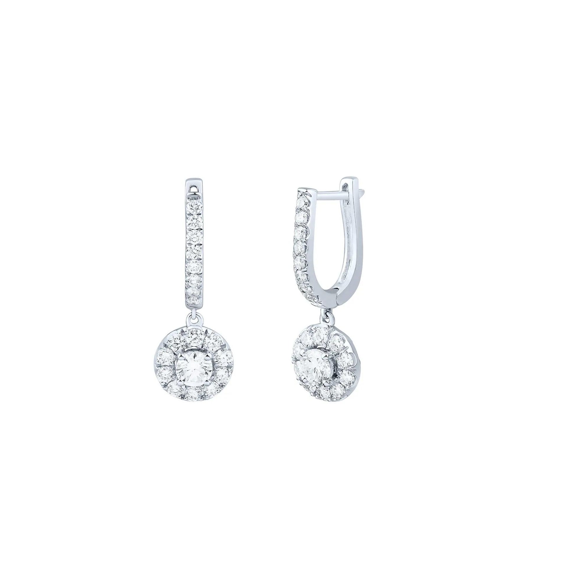 1 CT. Tw. Lab Grown Diamond Dangle Earrings 14K White Gold Size 8.20mm