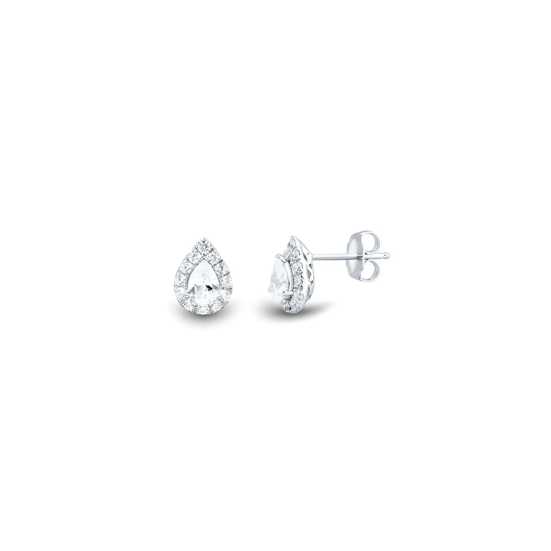 1 CT. Tw. Lab Grown Diamond Stud Earrings 14K White Gold Size 7.00mm