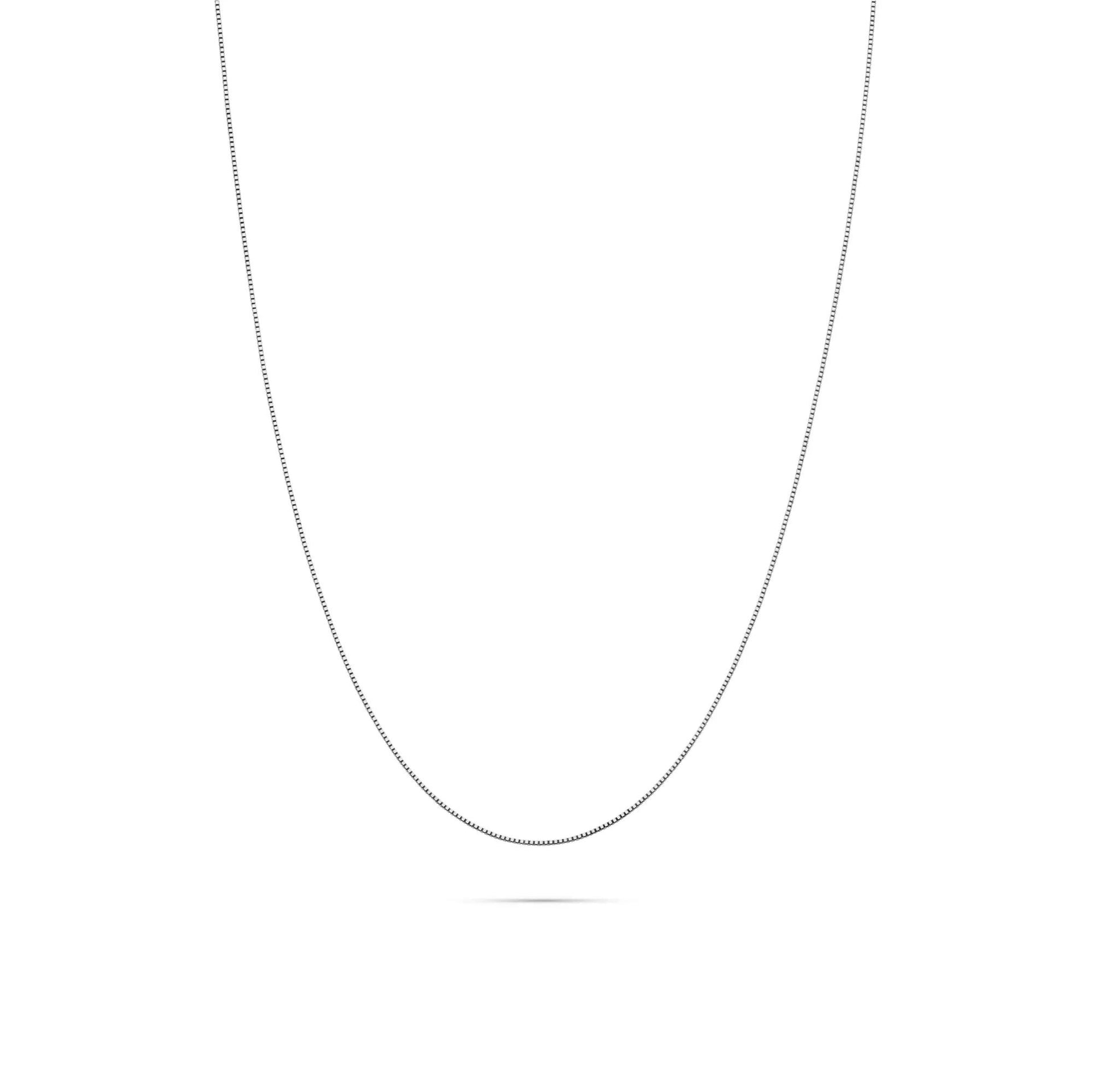 Box Chain 14K White Gold Necklace Size 18"