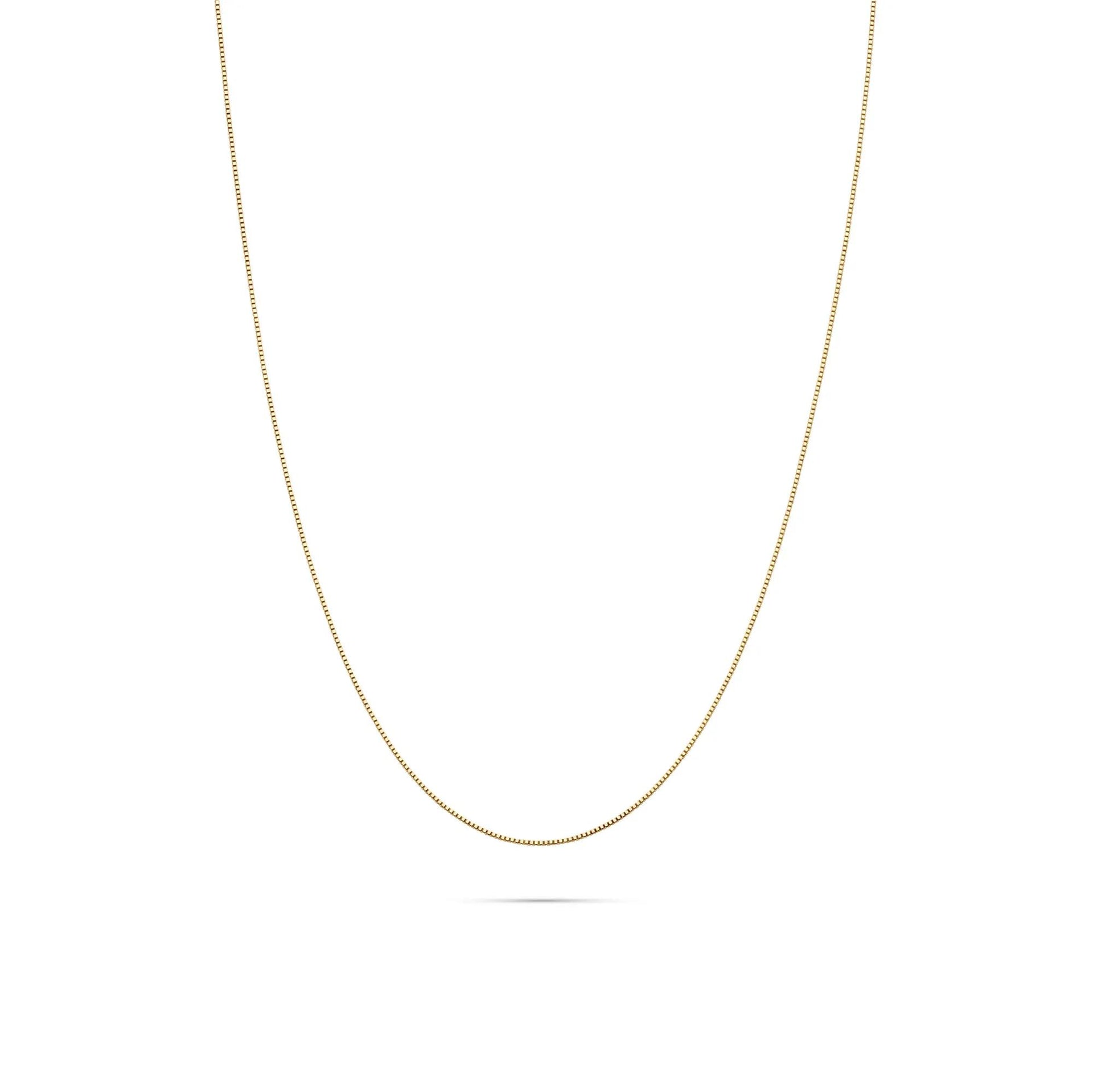 Box Chain 14K Yellow Gold Necklace Size 18"