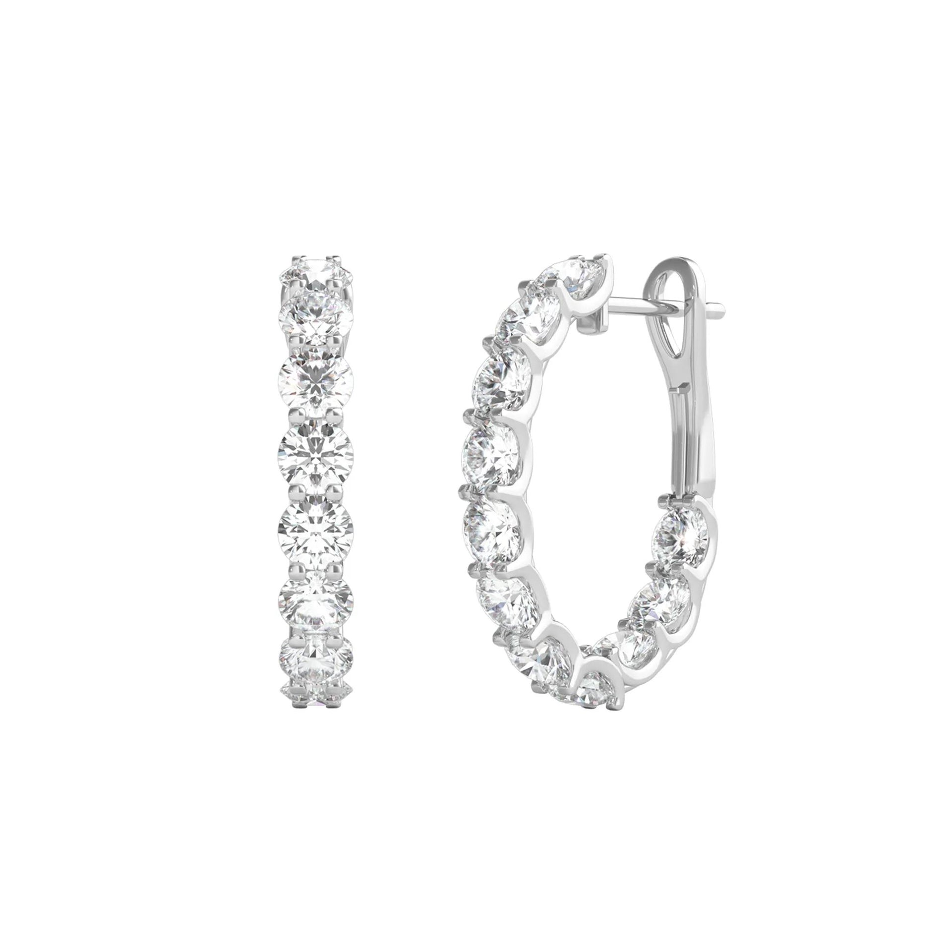 2 1/2 CT. Tw. Diamond Inside-Out Hoop Earrings 14K White Gold Size 3.30mm