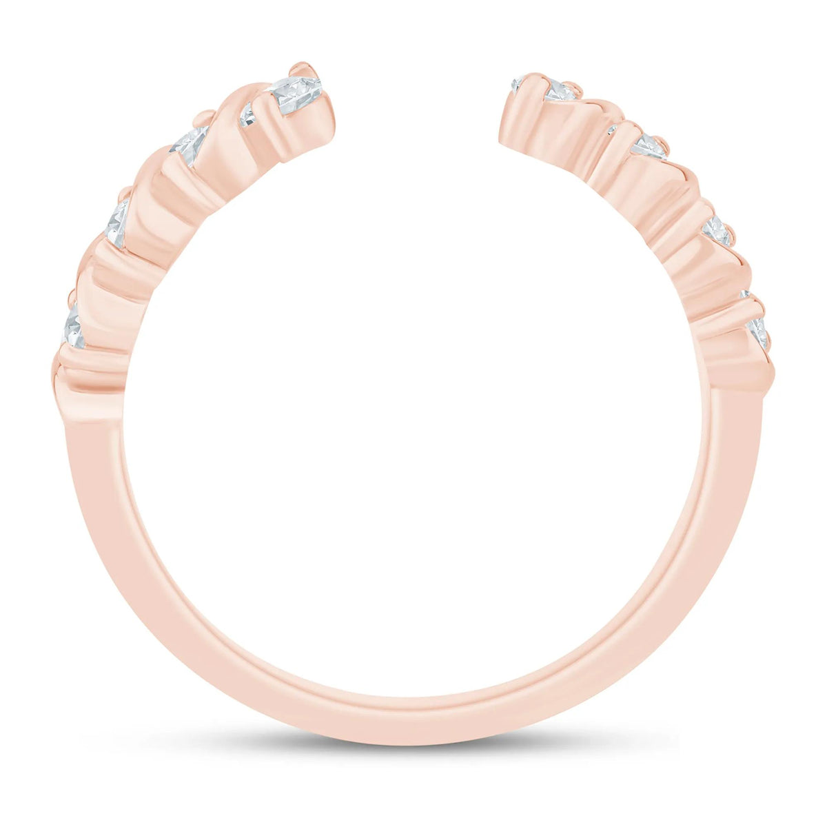 1/3 CT. Tw. Lab Grown Diamond S-Link Open Band Ring 14K Rose Gold Round Brilliant Cut Size 6 1.5mm