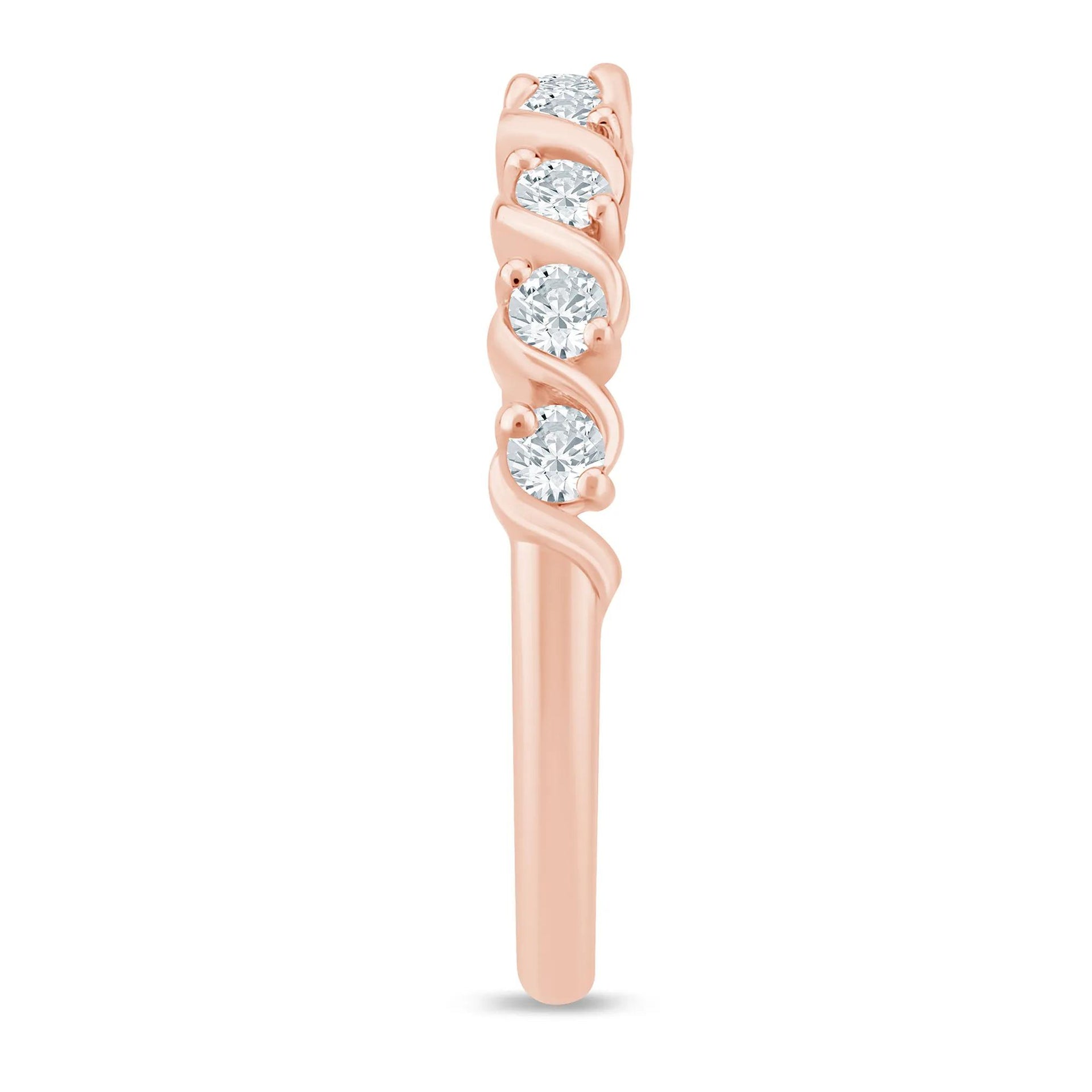 1/3 CT. Tw. Lab Grown Diamond S-Link Open Band Ring 14K Rose Gold Round Brilliant Cut Size 6 1.5mm