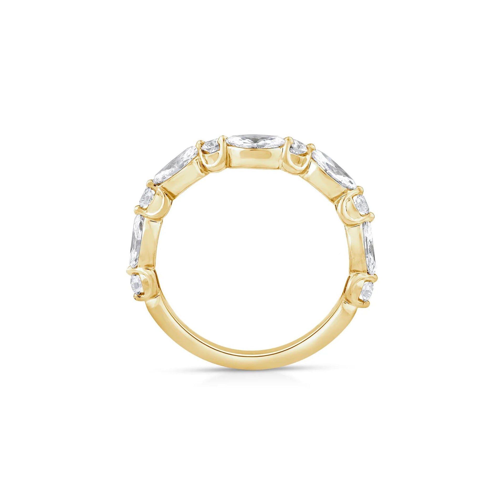 1 CT. Tw. Lab Grown Diamond Contour Band Ring 14K Yellow Gold Round Brilliant Cut Size 8.5