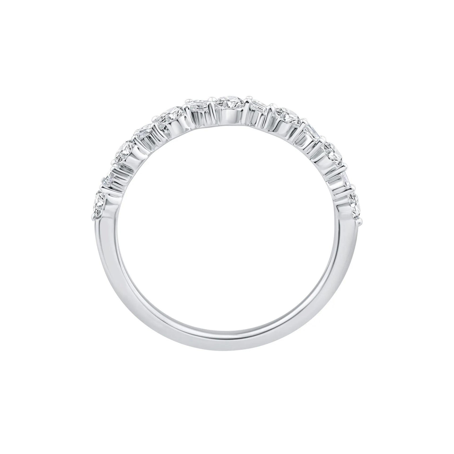 1/2 CT. Tw. Lab Grown Diamond Band Ring 10K White Gold Round Brilliant Cut Size 8