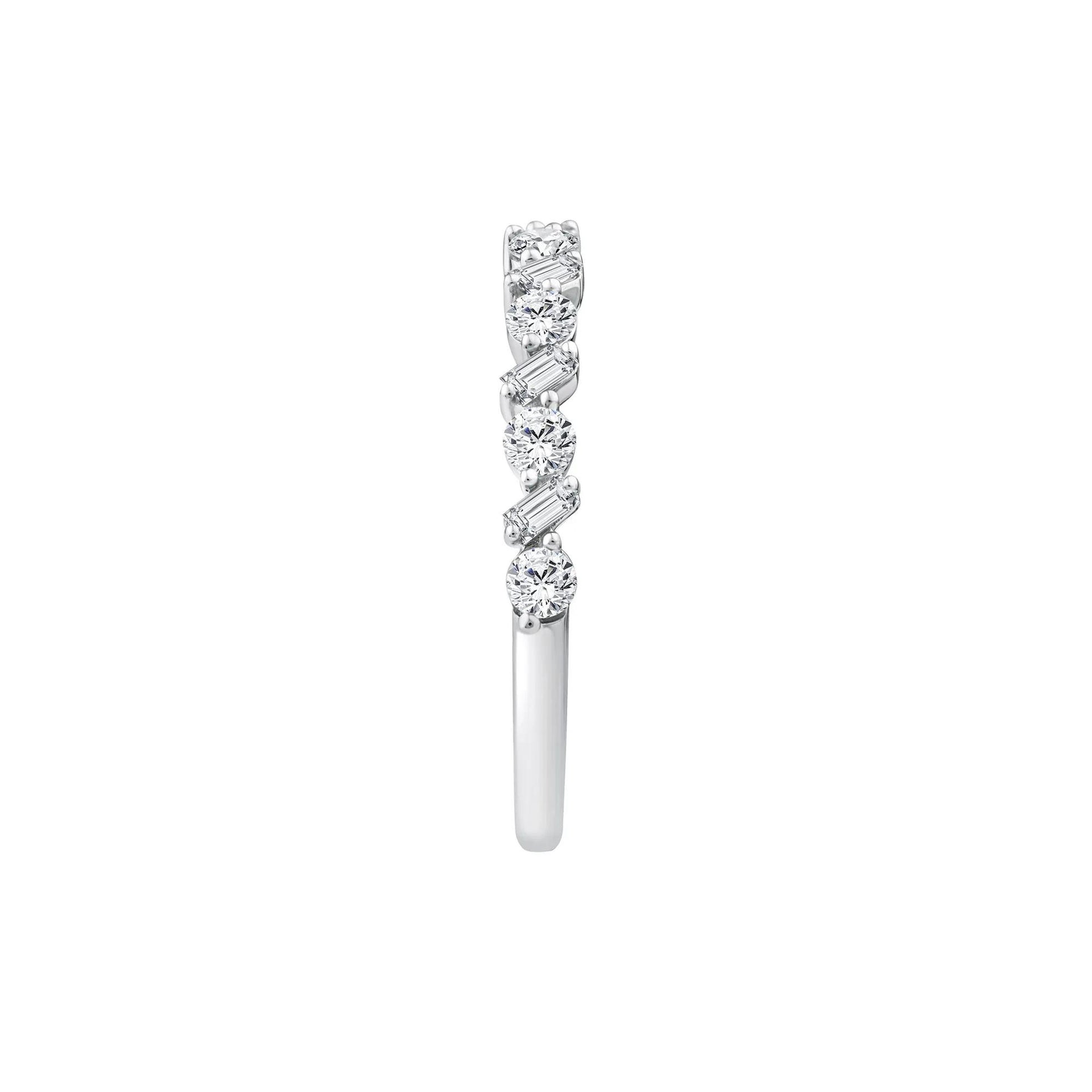 1/2 CT. Tw. Lab Grown Diamond Band Ring 10K White Gold Round Brilliant Cut Size 8