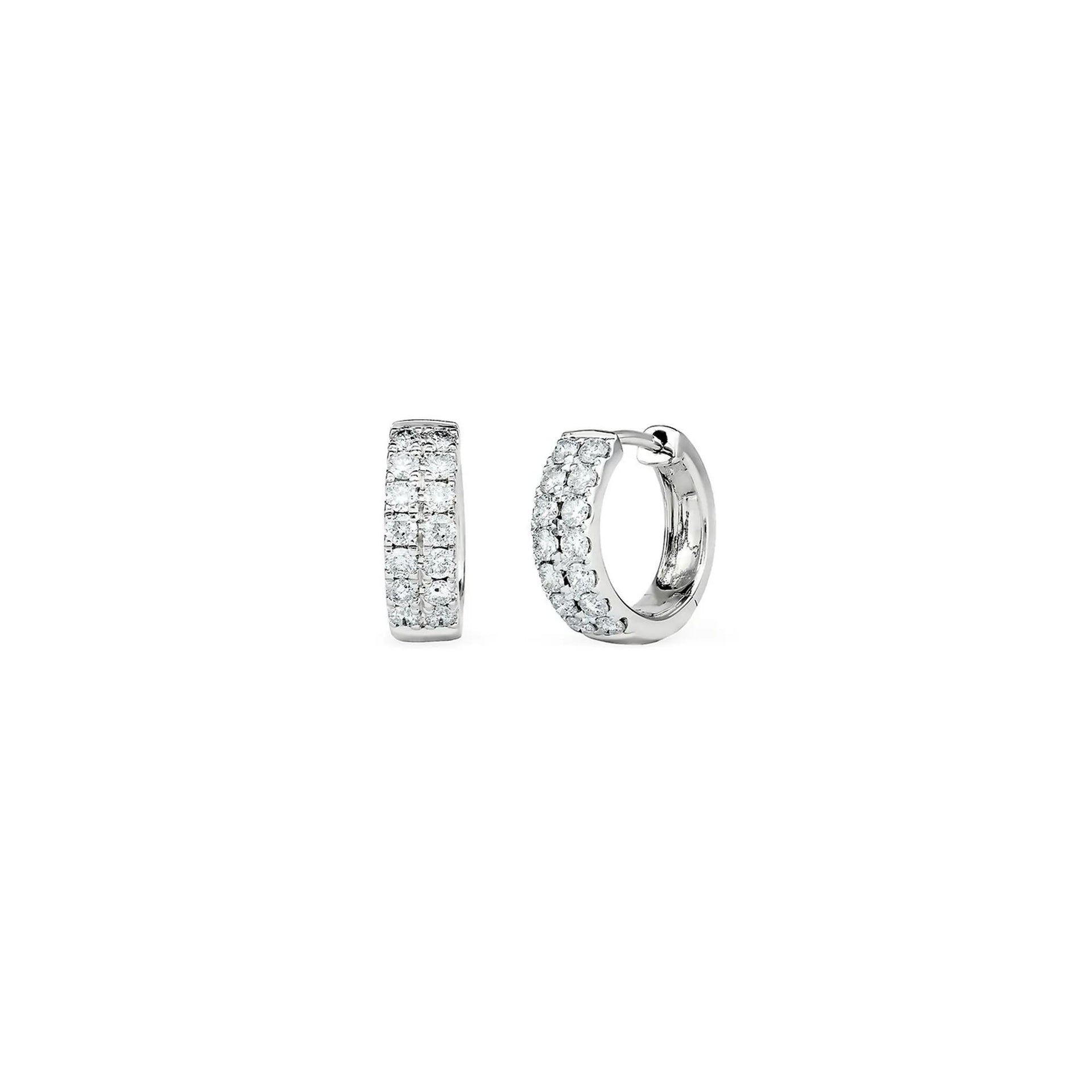 3/4 CT. Tw. Diamond Hoop Earrings 10K White Gold Size 13 MM