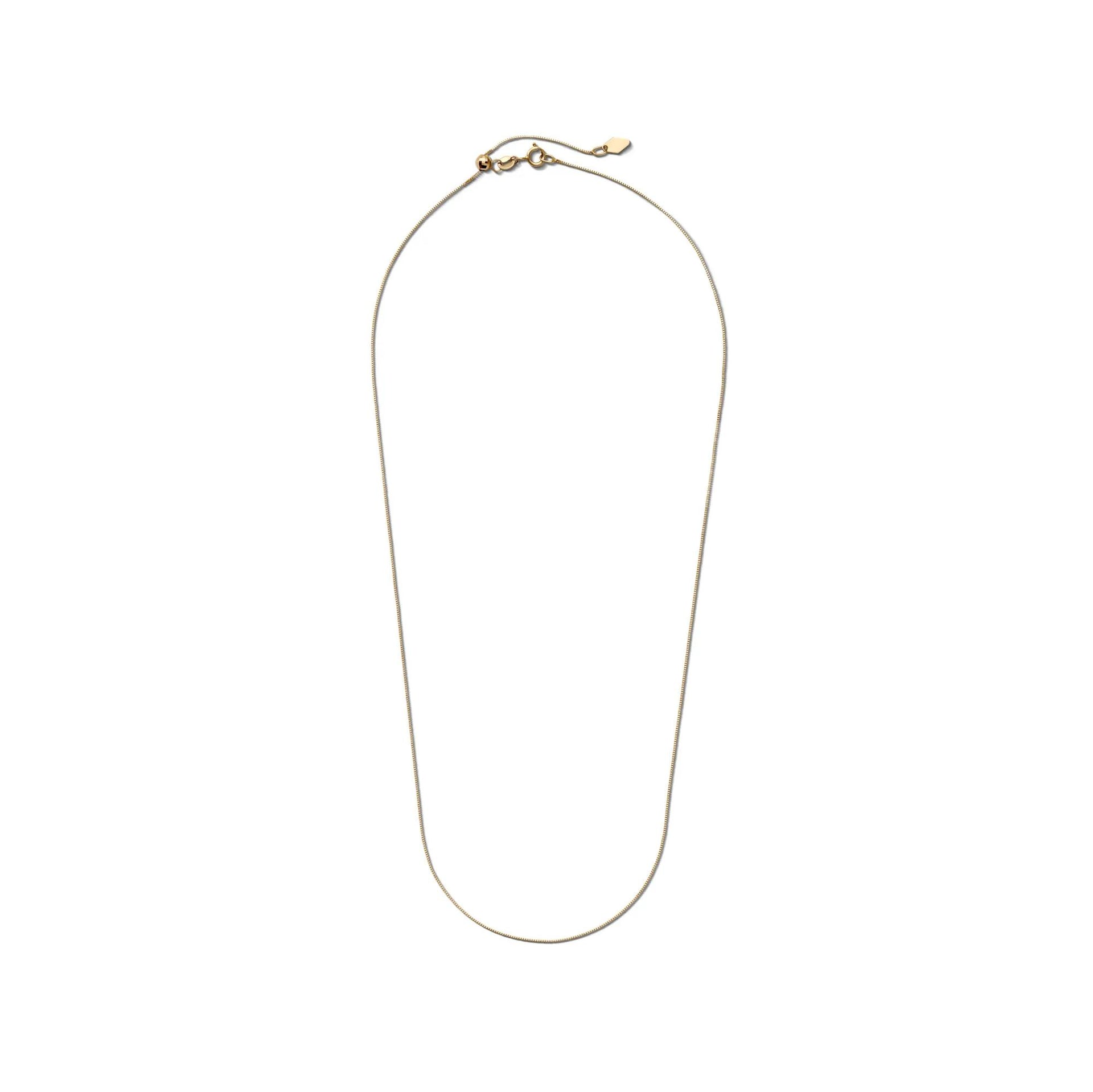 Adjustable Box Chain 14K Yellow Gold Necklace Size 20"