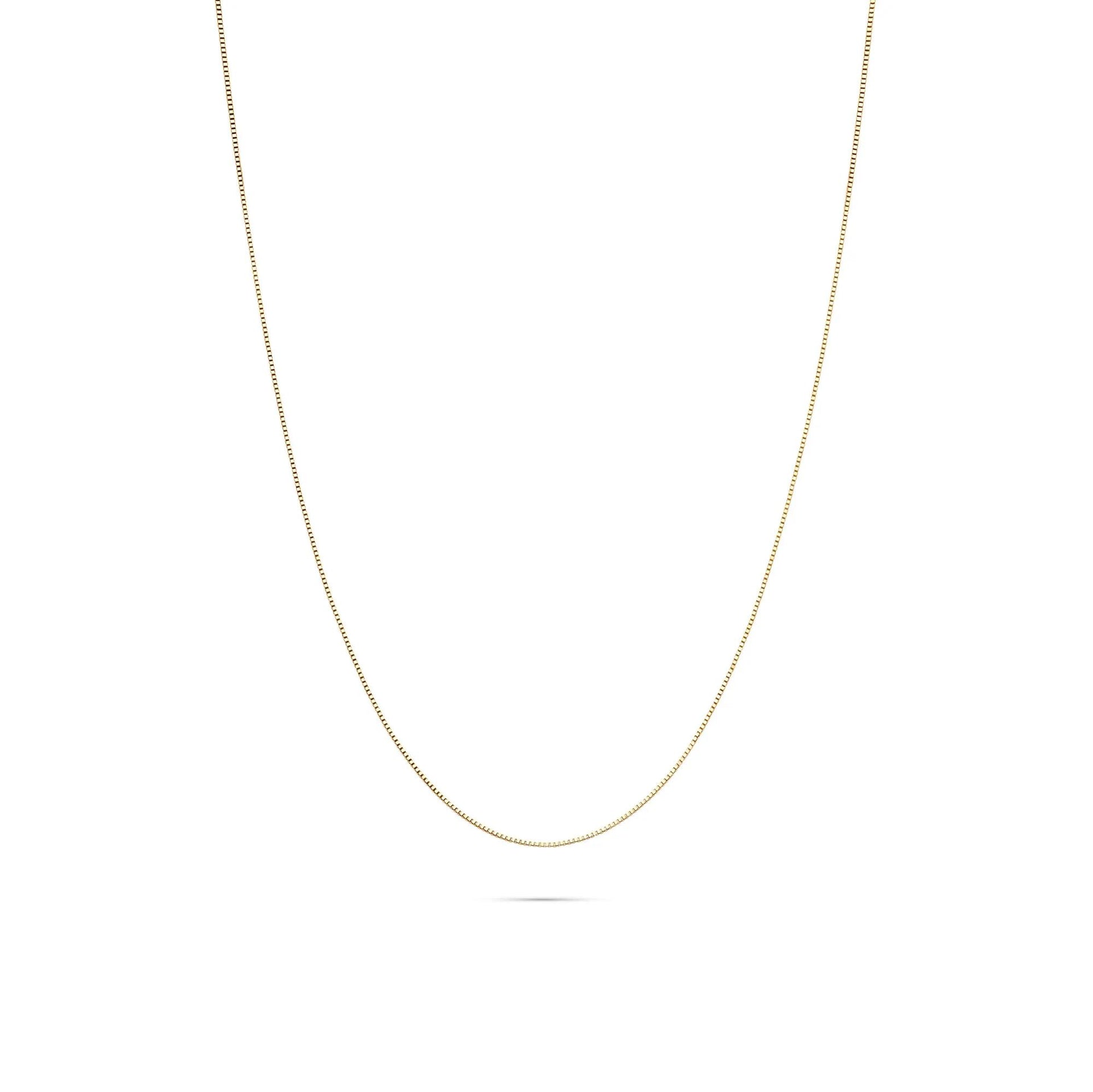 Adjustable Box Chain 14K Yellow Gold Necklace Size 20"