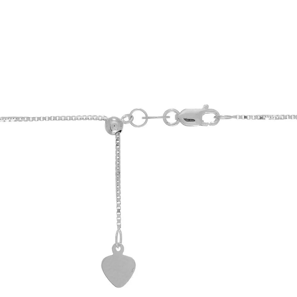 Adjustable Box Chain 14K White Gold Necklace Size 22"