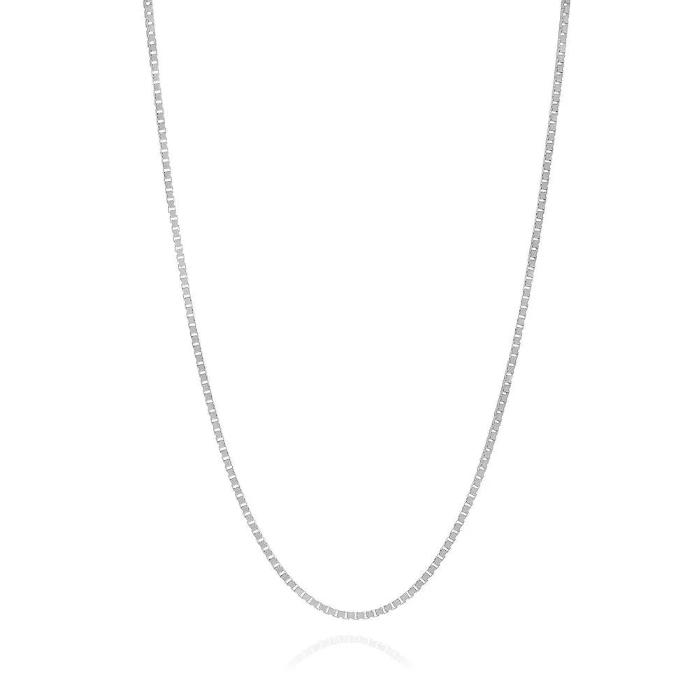 Adjustable Box Chain 14K White Gold Necklace Size 22"